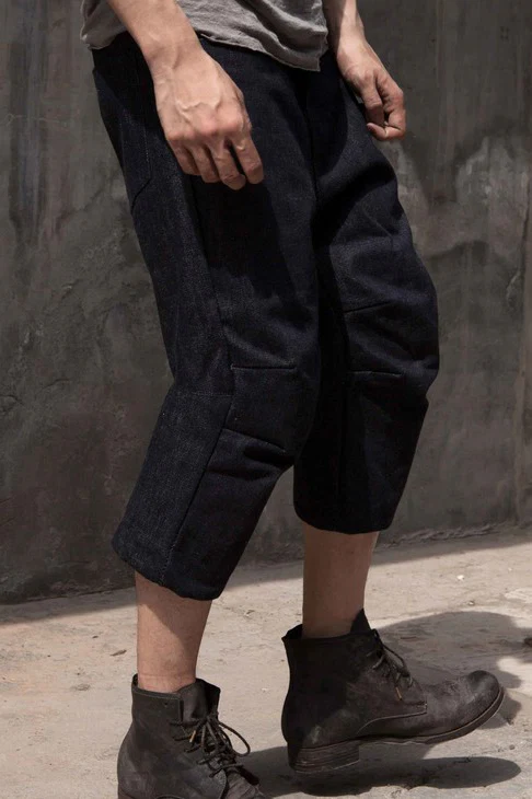 A1923 Heavyweight Hardcore Raw Denim 7-Point Casual Pants Cross-cut A1923-SS17-219PANT-SHENLAN Dark Blue - Image 3
