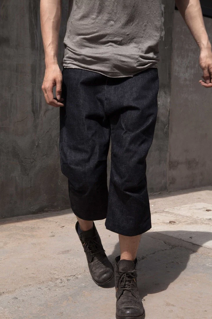 A1923 Heavyweight Hardcore Raw Denim 7-Point Casual Pants Cross-cut A1923-SS17-219PANT-SHENLAN Dark Blue - Image 4
