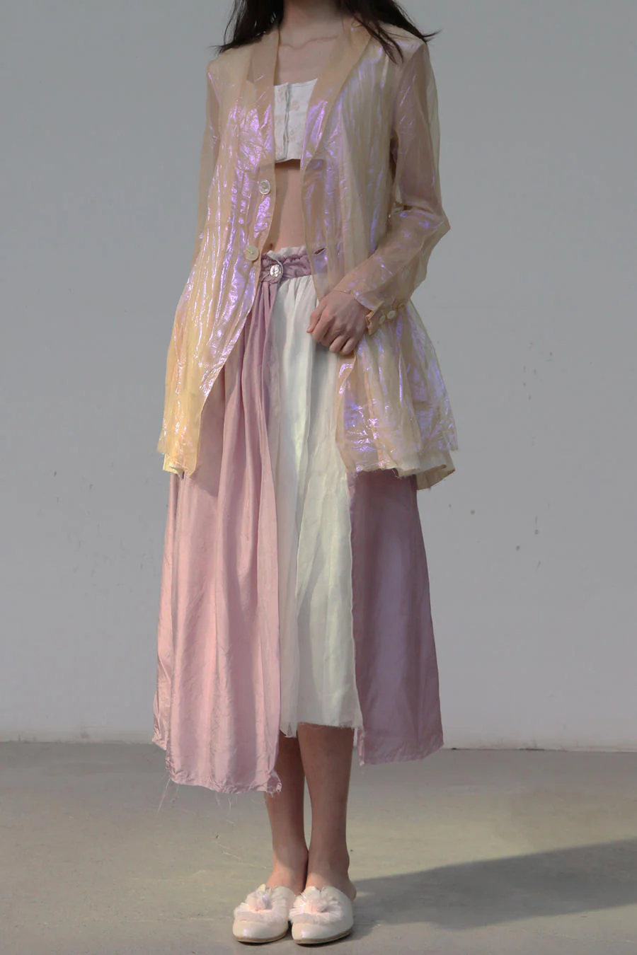 A Tentative Atelier  A2020525 color contrast stitching long skirt - Image 3