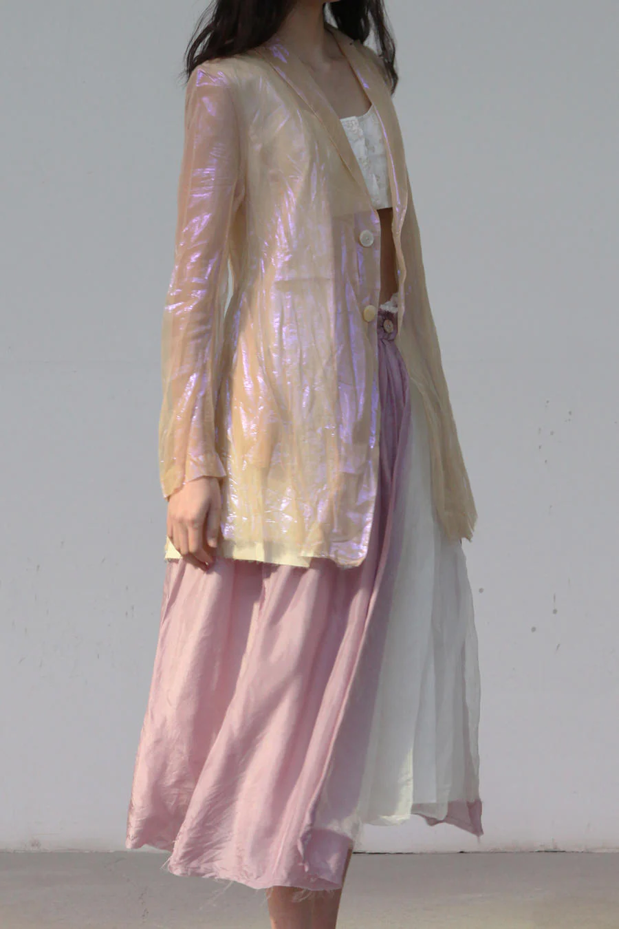 A Tentative Atelier  A2020525 color contrast stitching long skirt - Image 4