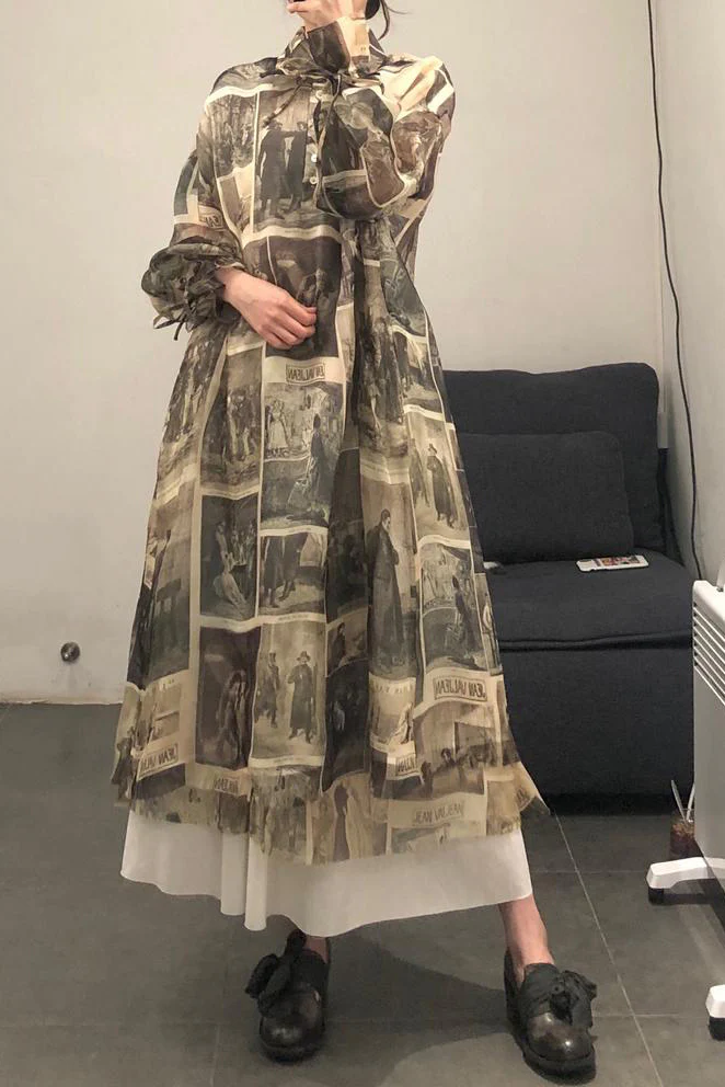 A Tentative Atelier A2020713 vintage print shirt dress - Image 3