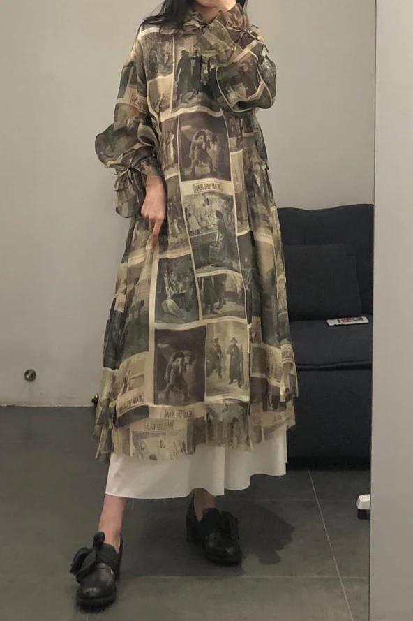 A Tentative Atelier A2020713 vintage print shirt dress - Image 4