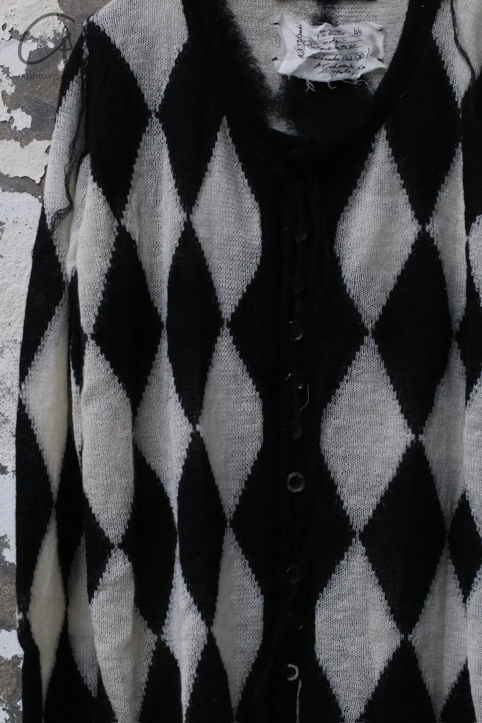 ARCHIVIO J.M.Ribot 24 Autumn/Winter Knitted Sweater Italy AJM-KN39/ROMBI-0 Black and White - Image 2