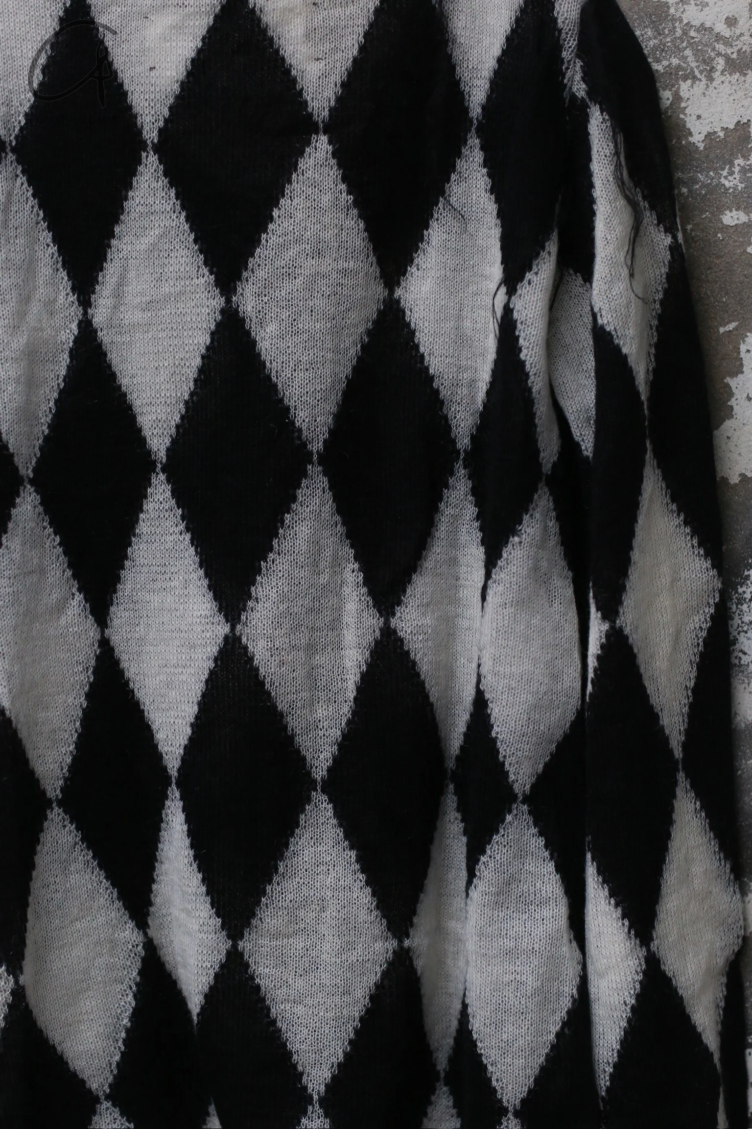 ARCHIVIO J.M.Ribot 24 Autumn/Winter Knitted Sweater Italy AJM-KN39/ROMBI-0 Black and White - Image 3