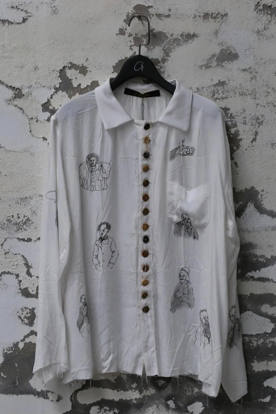 Archivio J.M.Ribot Hand -painted shirt W27/Mi/Sketch - Image 10