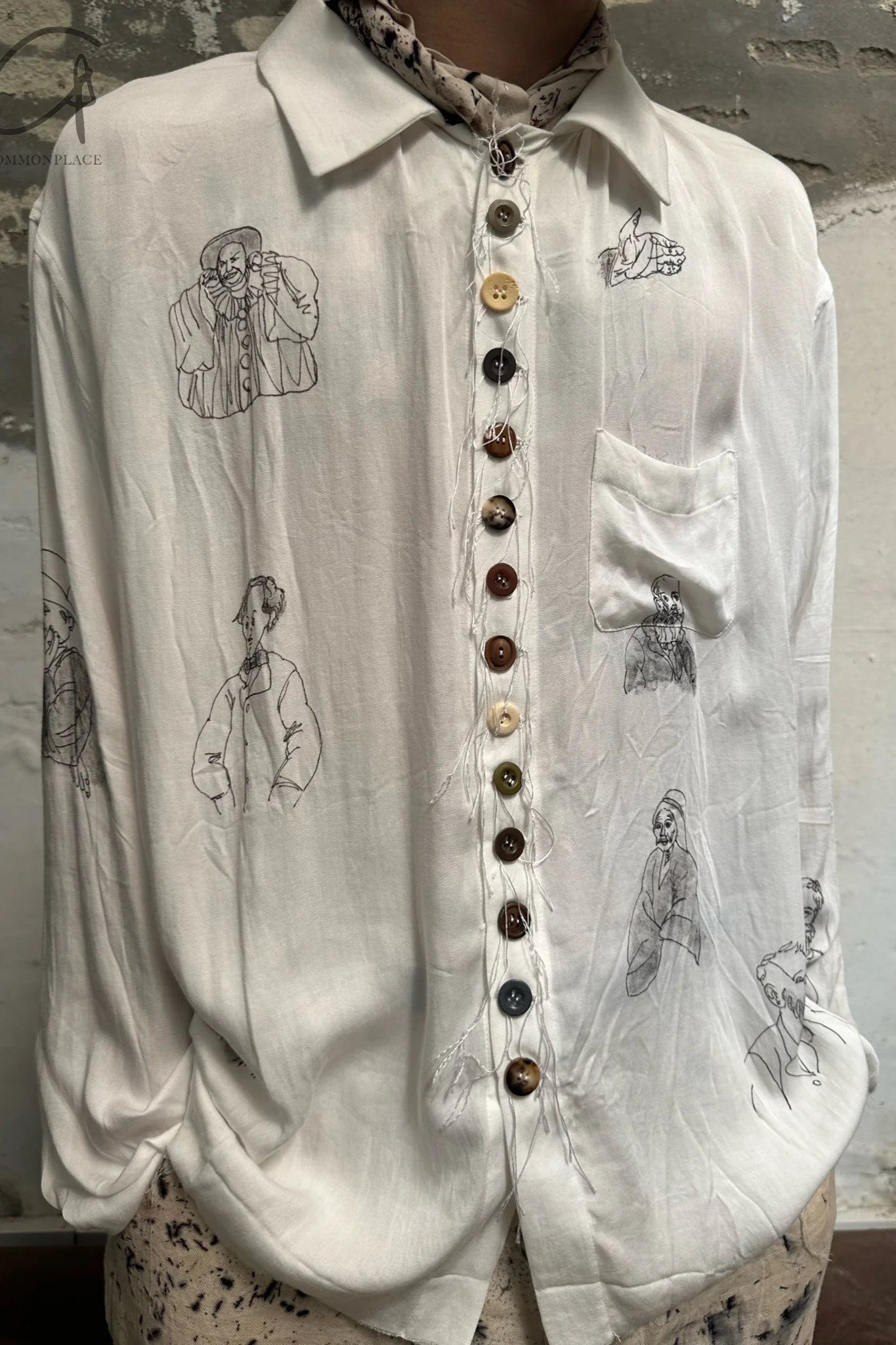 Archivio J.M.Ribot Hand -painted shirt W27/Mi/Sketch - Image 13