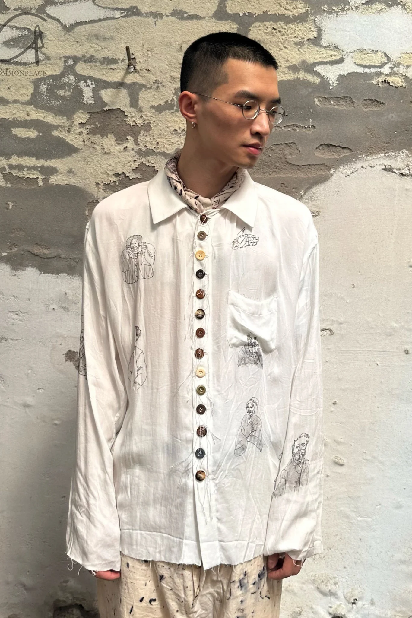 Archivio J.M.Ribot Hand -painted shirt W27/Mi/Sketch - Image 15
