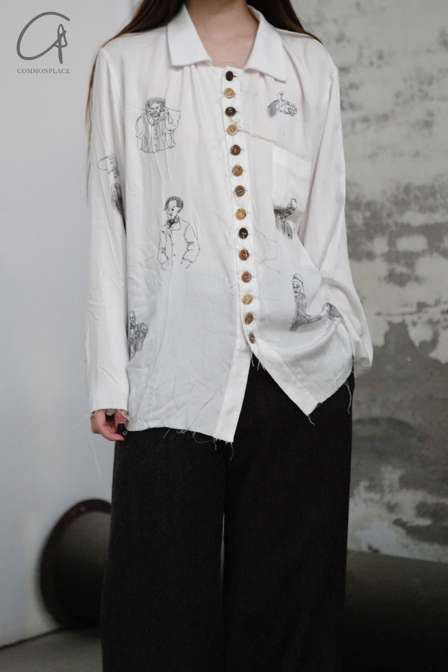 Archivio J.M.Ribot Hand -painted shirt W27/Mi/Sketch - Image 3