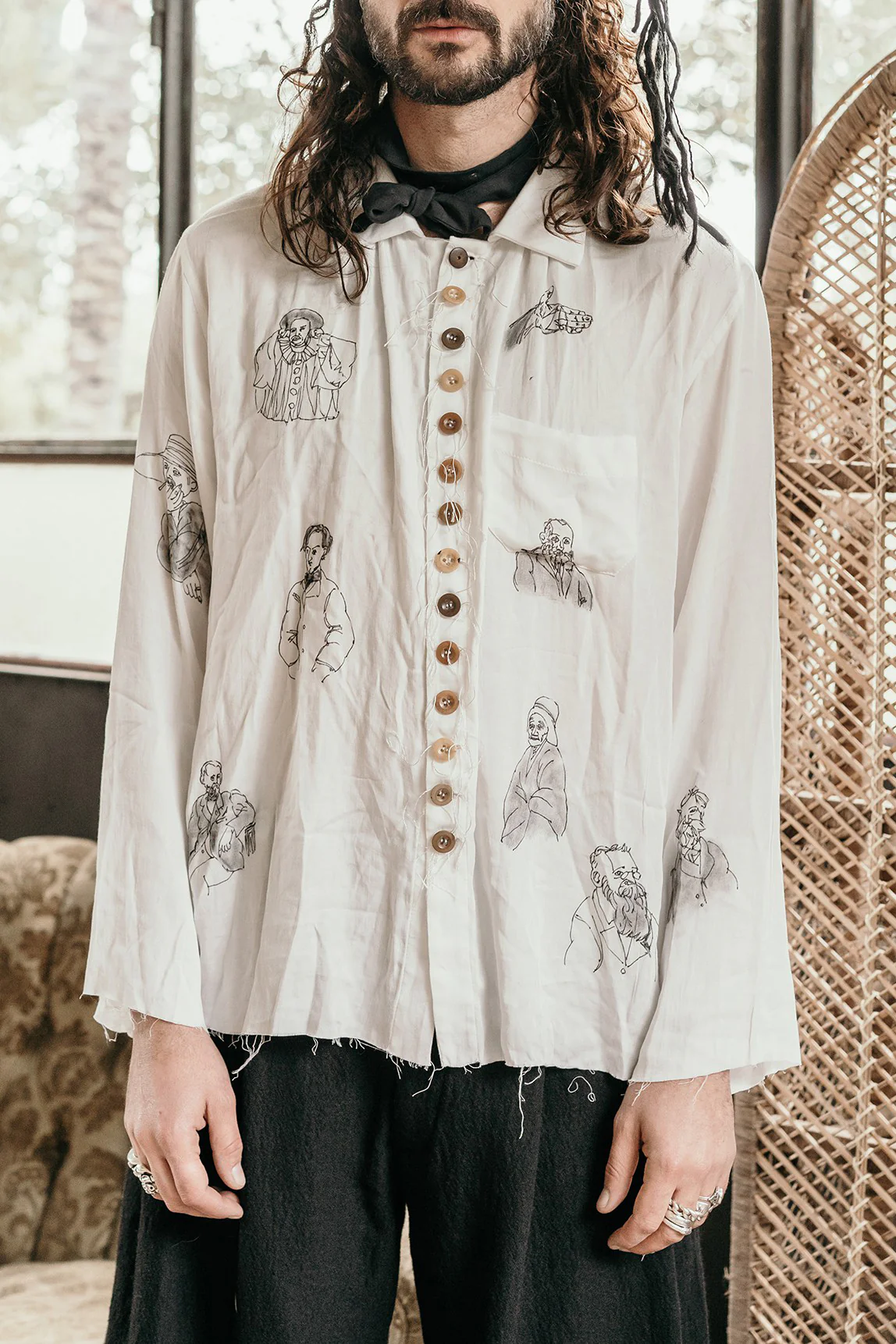 Archivio J.M.Ribot Hand -painted shirt W27/Mi/Sketch - Image 5