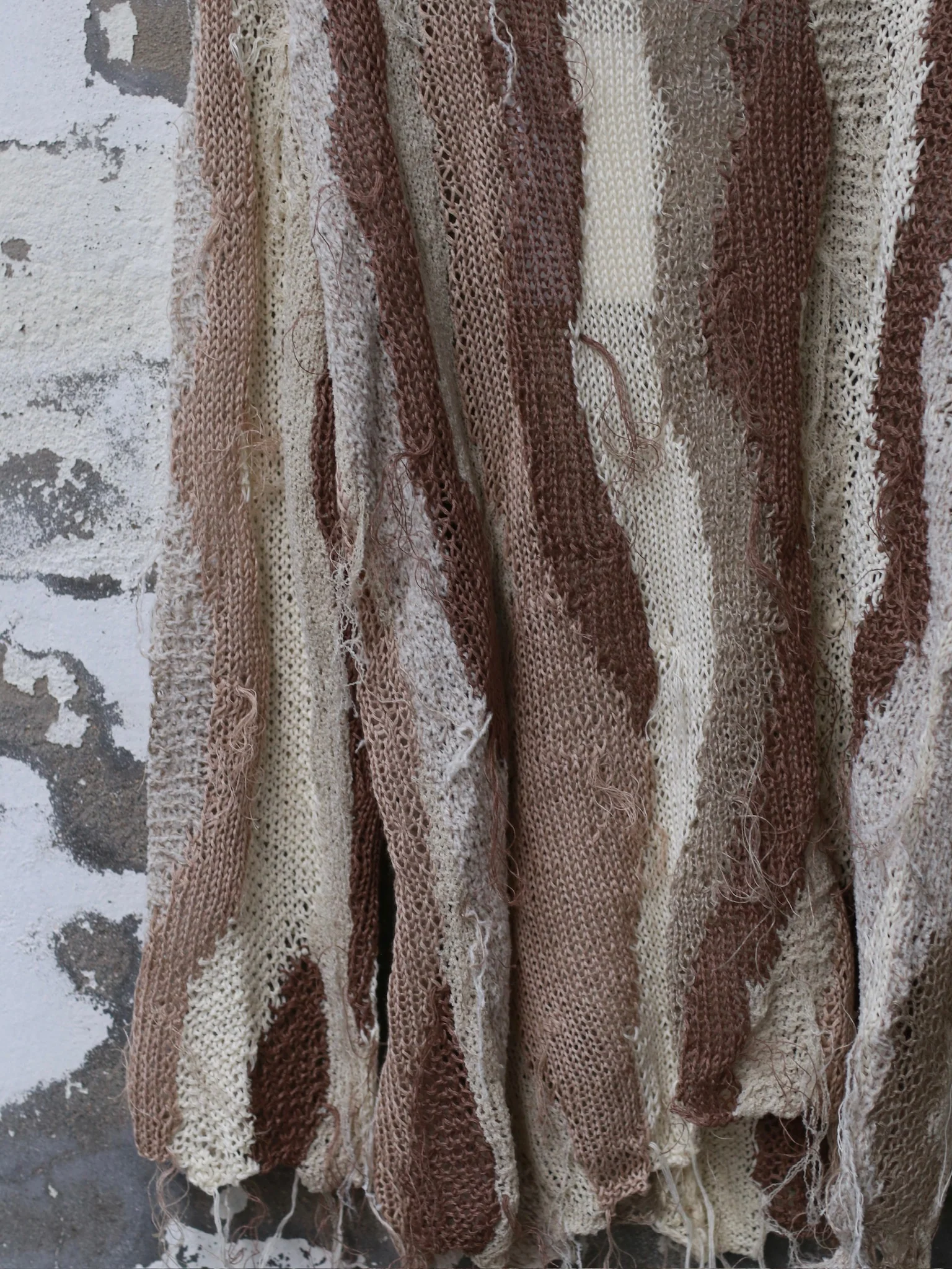 ARCHIVIO J.M.Ribot Large collar sweater Italy AJM-KN41/STRIPES/CROCHET-ECRU/TOUPE ECRU/TAUPE - Image 4