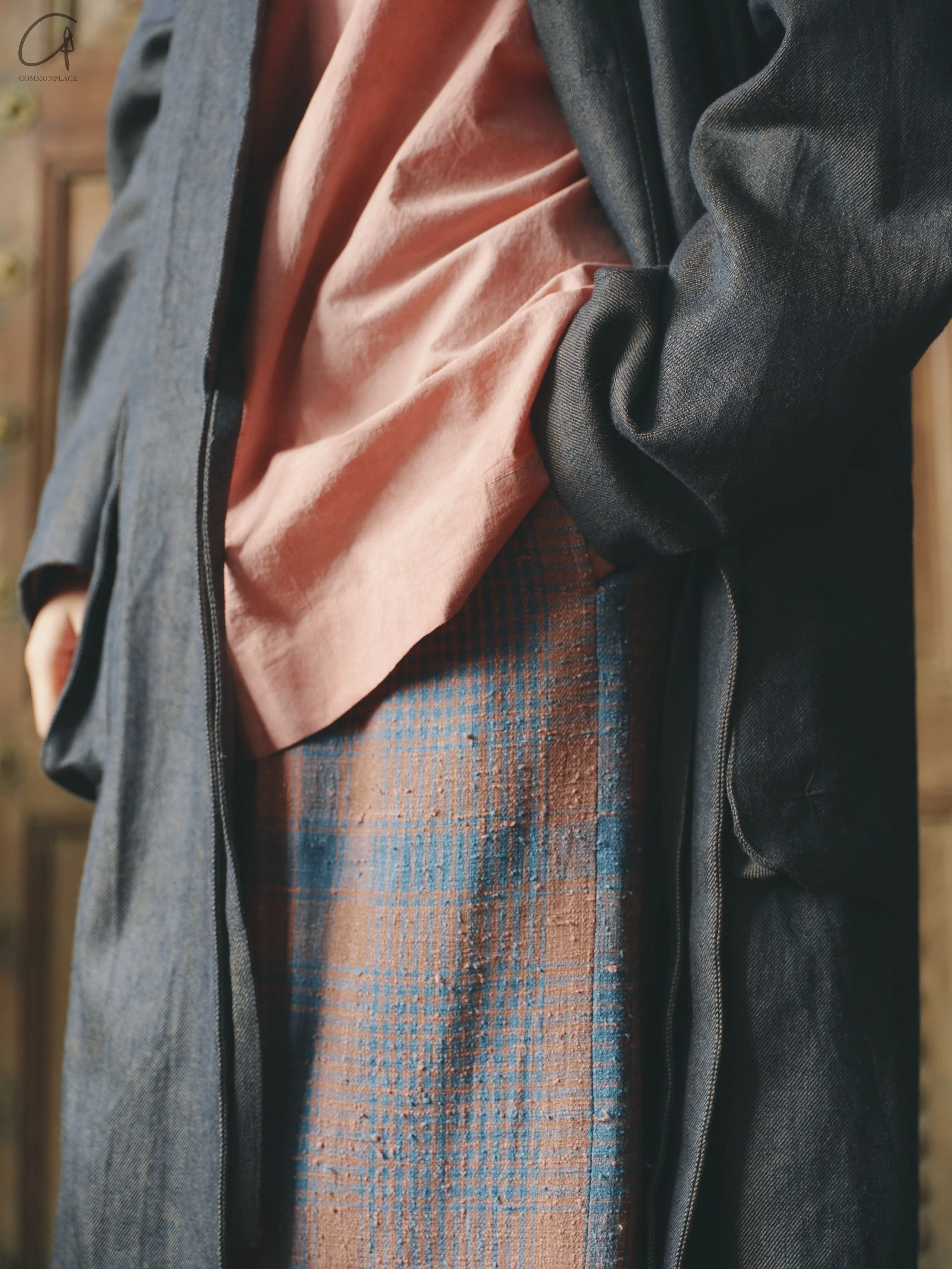 AVIVA JIFEI XUE 24 Autumn and Winter Wool Linen Denim Long Kimono Jacket AJX-FW24-LKJ-WLD-NZ Denim - Image 7