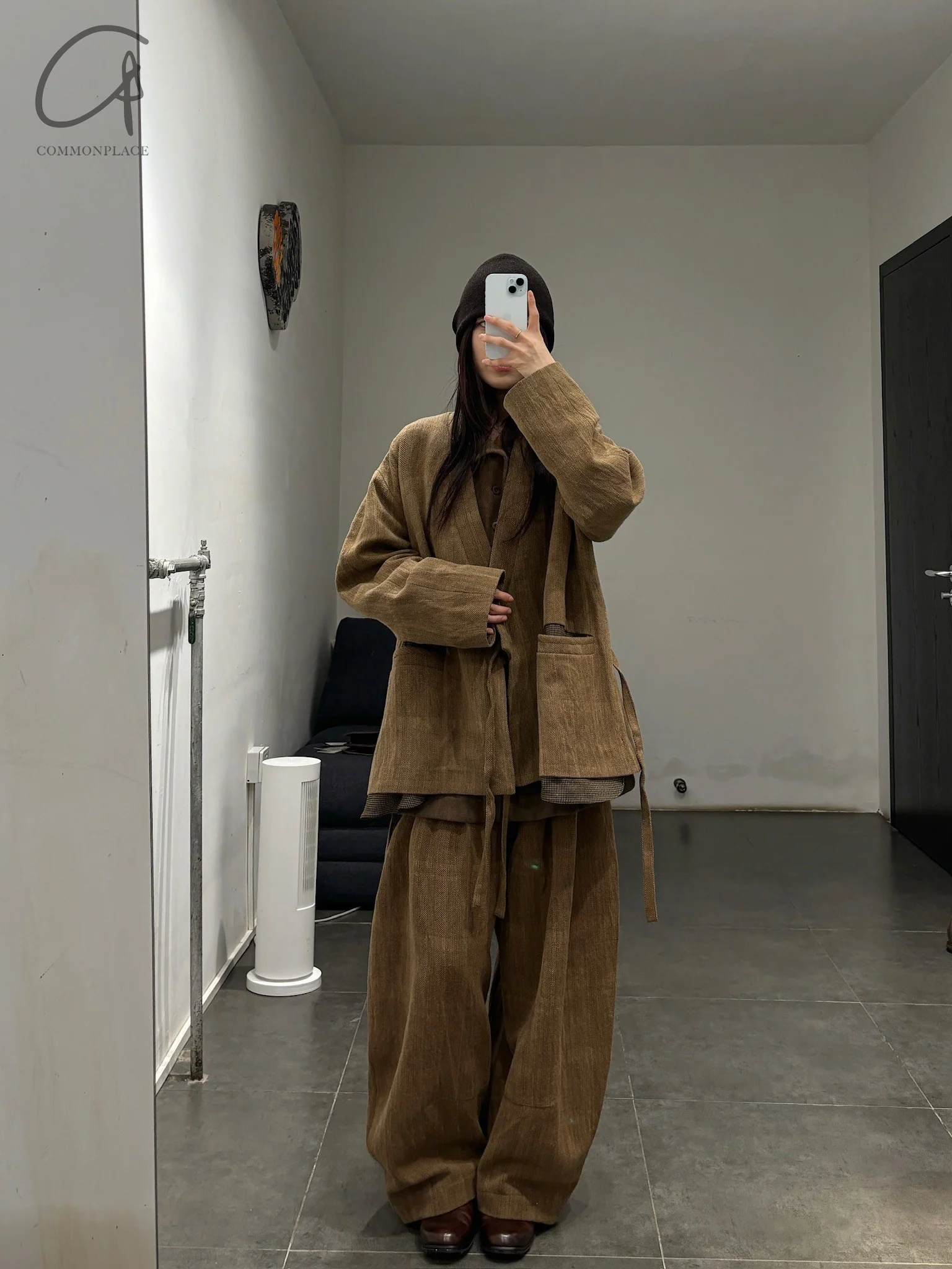 AVIVA JIFEI XUE 24 Autumn and Winter Wool Linen Plaid Cocoon Pants AJX-FW24-CP-KWLC-GW Plaid - Image 7