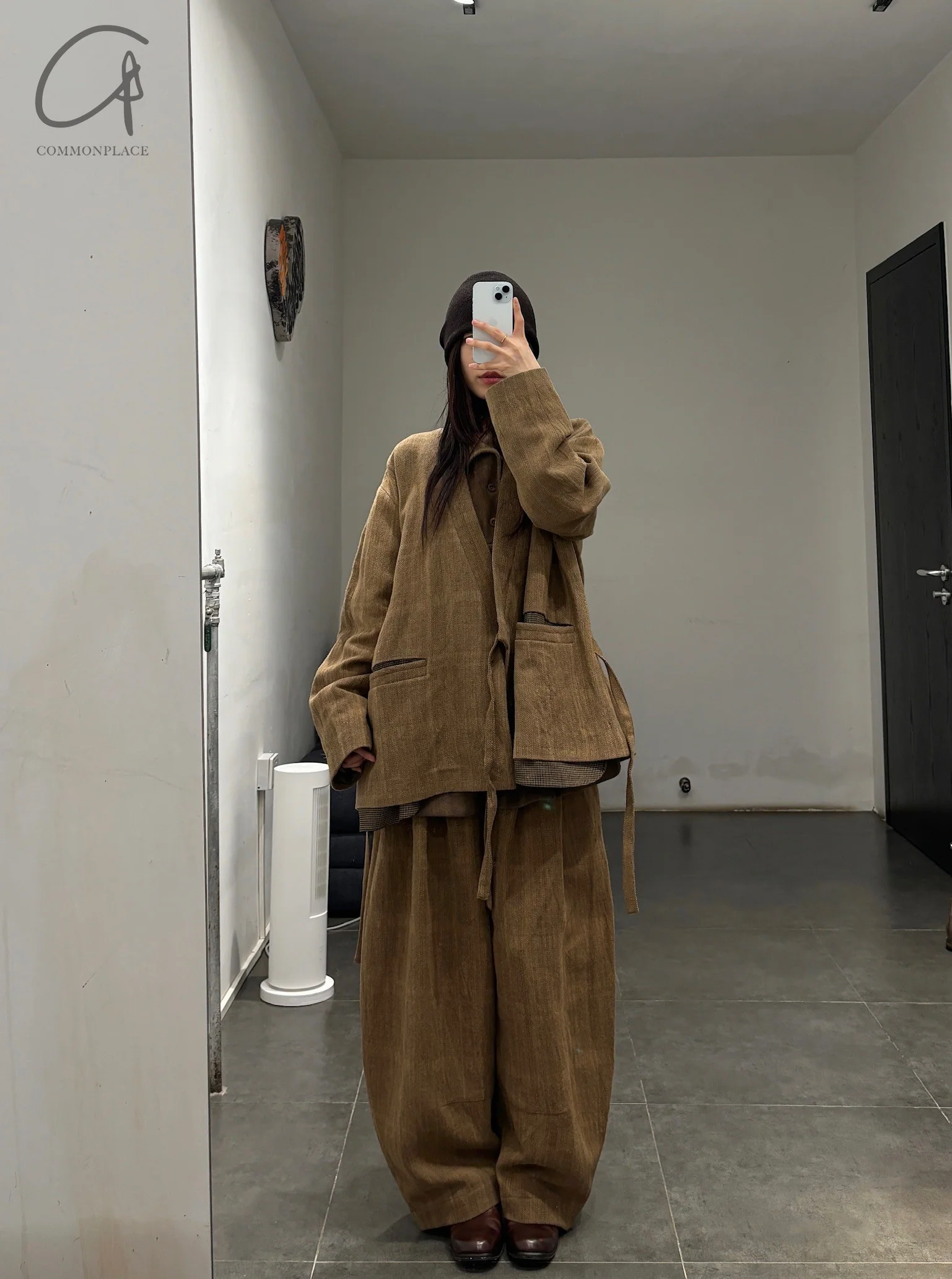 AVIVA JIFEI XUE 24 Autumn and Winter Wool Linen Plaid Cocoon Pants AJX-FW24-CP-KWLC-GW Plaid - Image 8