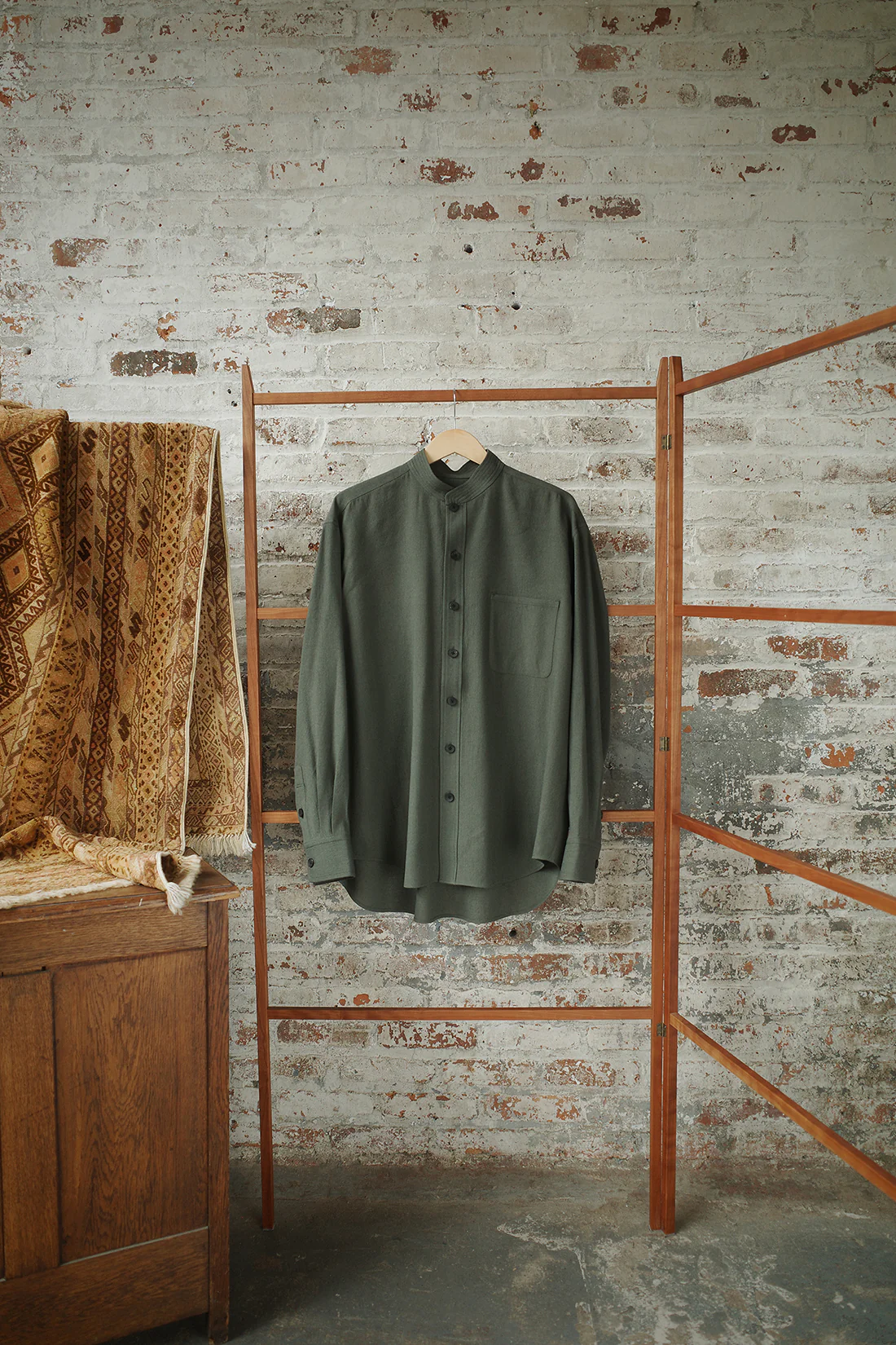 AVIVA JIFEI XUE 25 Autumn and Winter Stand Collar Shirt AJX-FW25-SCS-PWW-Pine - Image 5