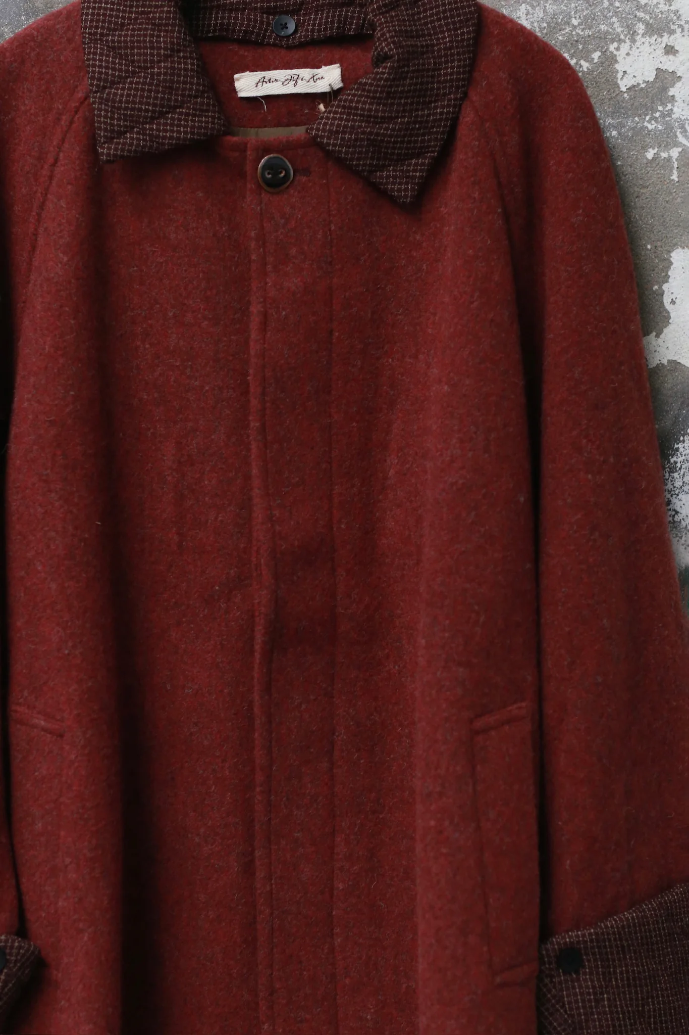 AVIVA JIFEI XUE 25 Autumn/Winter A-line Contrast Color Mac Jacket AJX-FW25-ALCMC-MRBWH-Madder Red - Image 2
