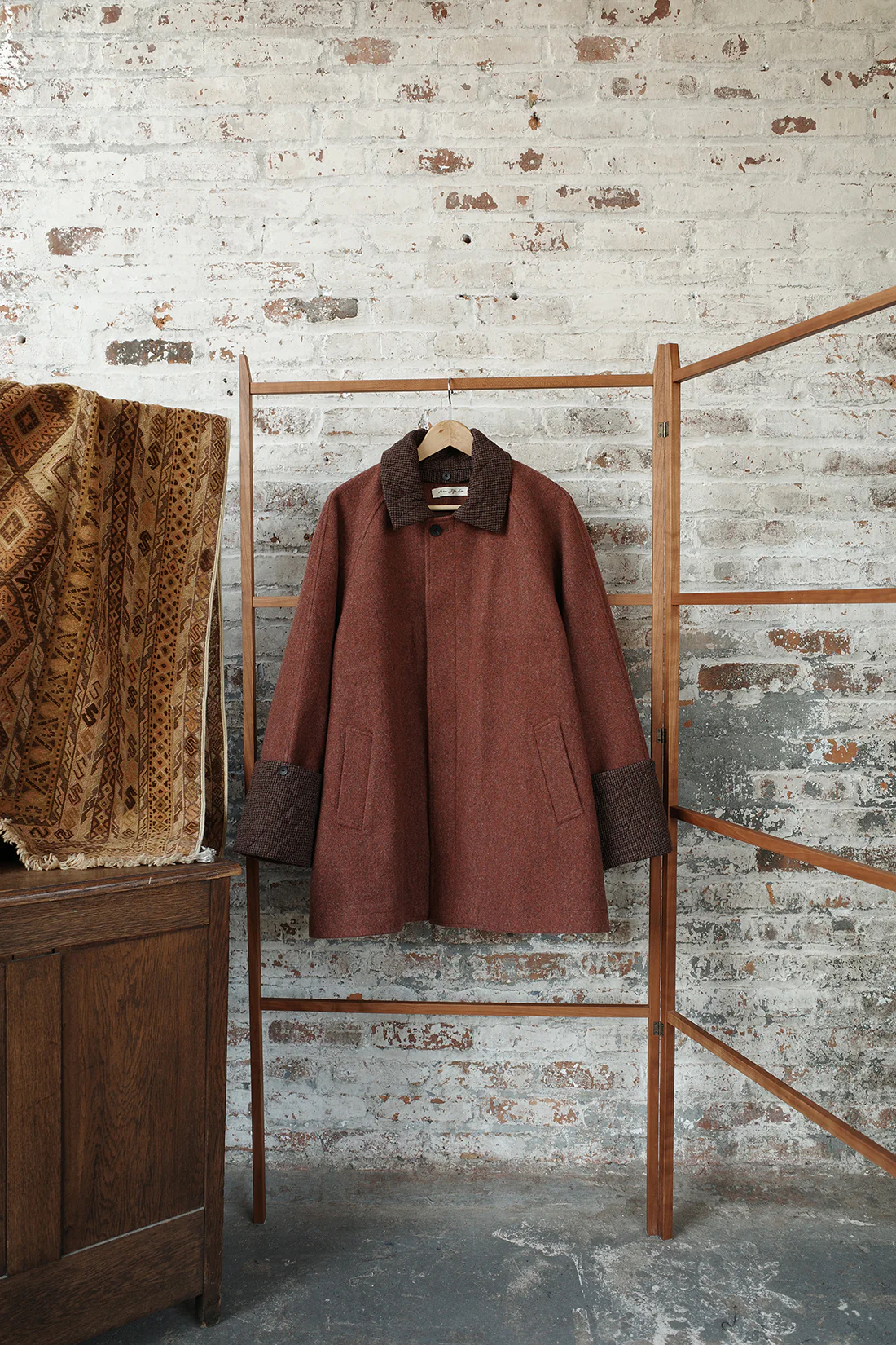 AVIVA JIFEI XUE 25 Autumn/Winter A-line Contrast Color Mac Jacket AJX-FW25-ALCMC-MRBWH-Madder Red - Image 7
