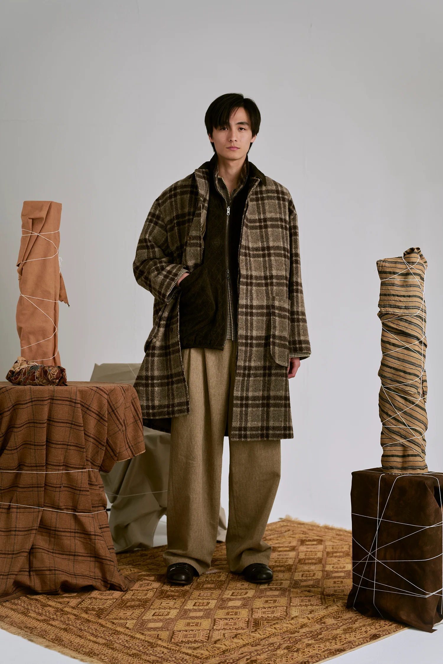 AVIVA JIFEI XUE 25 Autumn/Winter Contrast Color Mac Jacket/Cocoon Pants AJX-FW25-CMC-NBBWC-Natural Brown Jacket - Image 8
