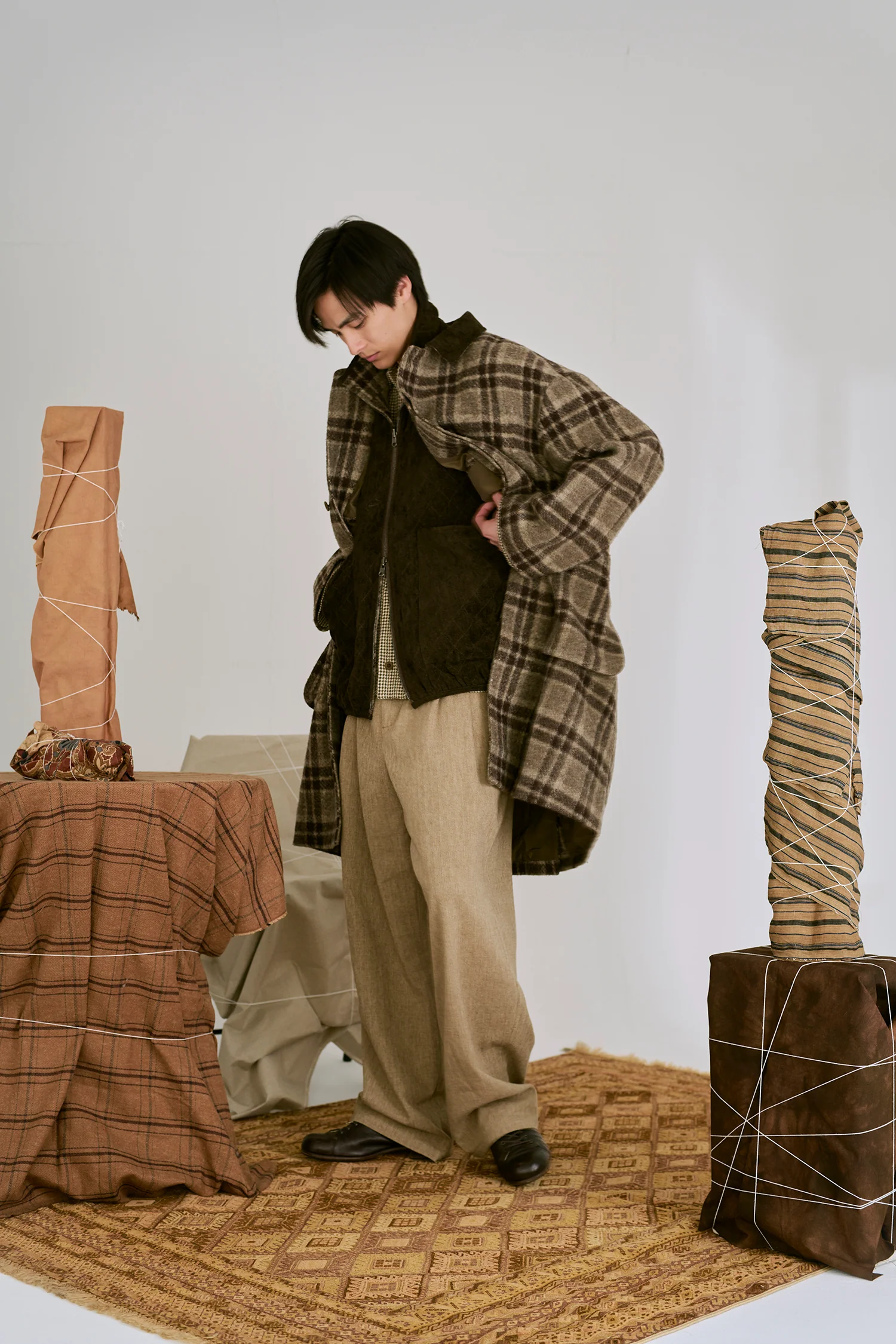 AVIVA JIFEI XUE 25 Autumn/Winter Contrast Color Mac Jacket/Cocoon Pants AJX-FW25-CMC-NBBWC-Natural Brown Jacket - Image 9