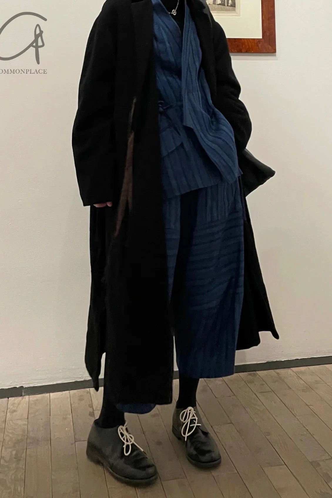 AVIVA JIFEI XUE Indigo Stripe Linen Short Kimono Jacket A21-KJS Reversible Indigo Stripe Linen Short Kimono Jacket - Image 20