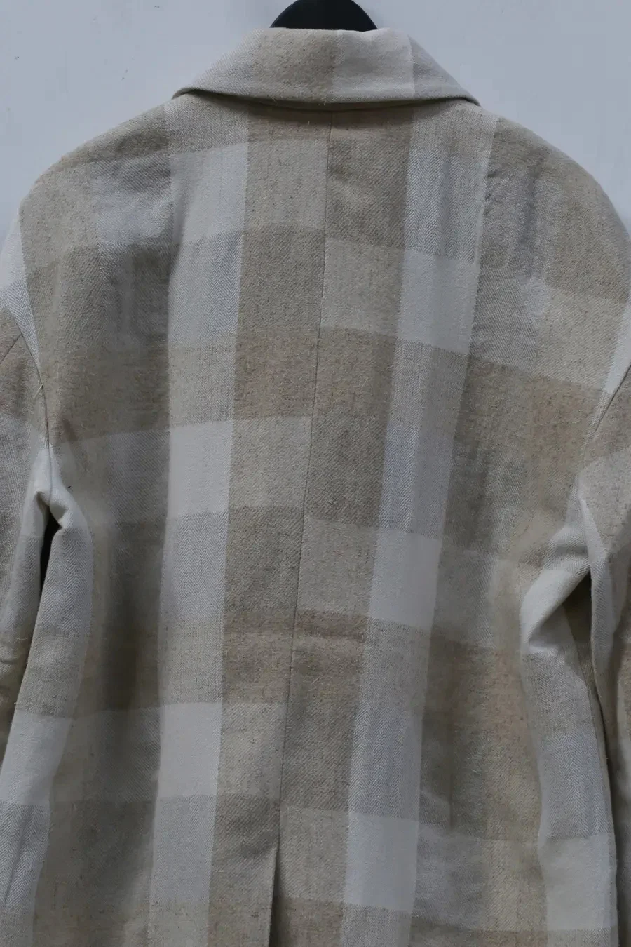 AVIVA JIFEI XUE A21-DBJ Vintage Deer Hair Blend Beige Check Double Breasted Leisure - Image 5