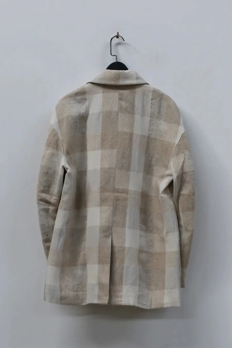 AVIVA JIFEI XUE A21-DBJ Vintage Deer Hair Blend Beige Check Double Breasted Leisure - Image 7