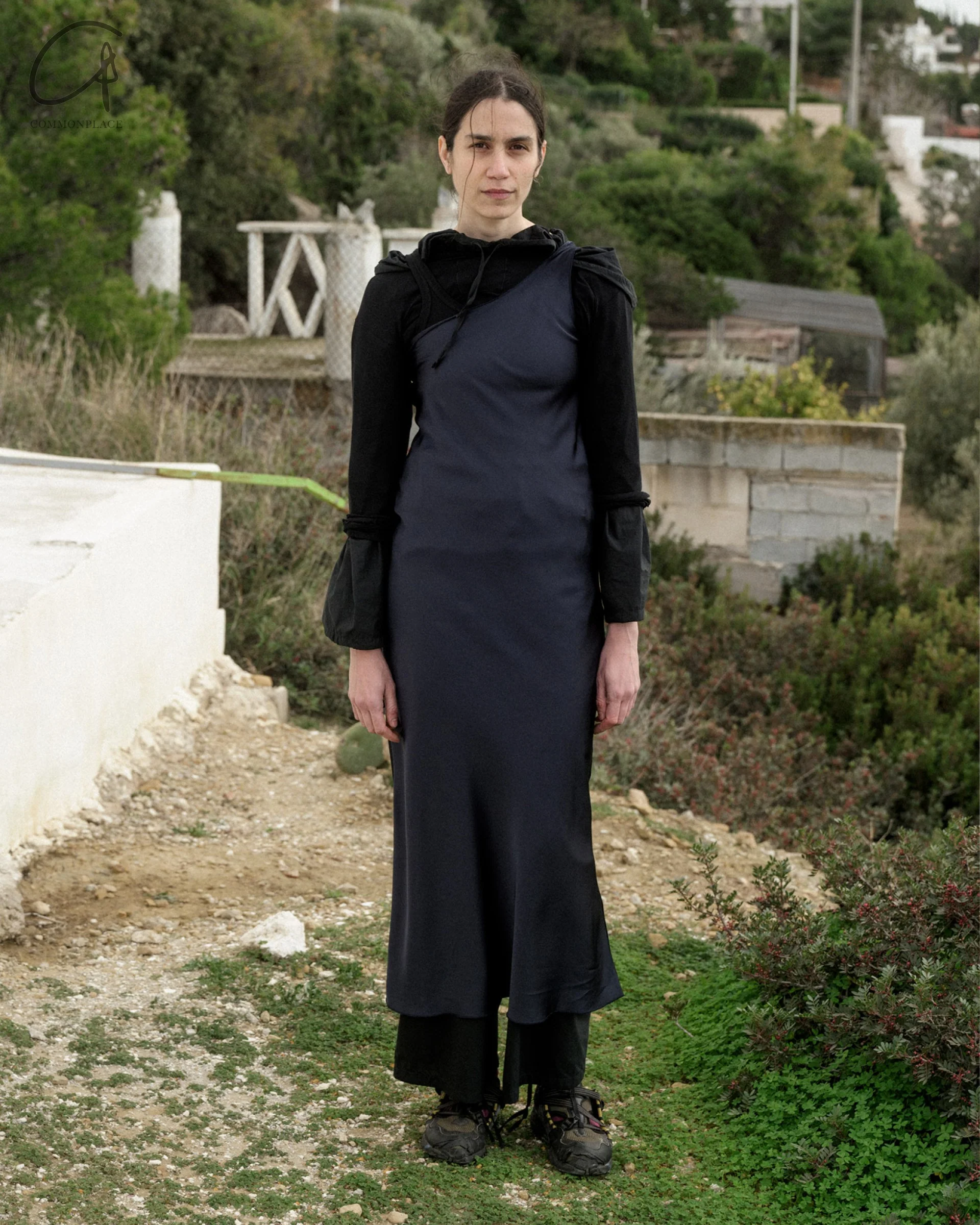BASERANGE 24 Autumn and Winter One-shoulder Dress Portugal BAS-DROSD-VI-WI24-LH Blue Black - Image 11