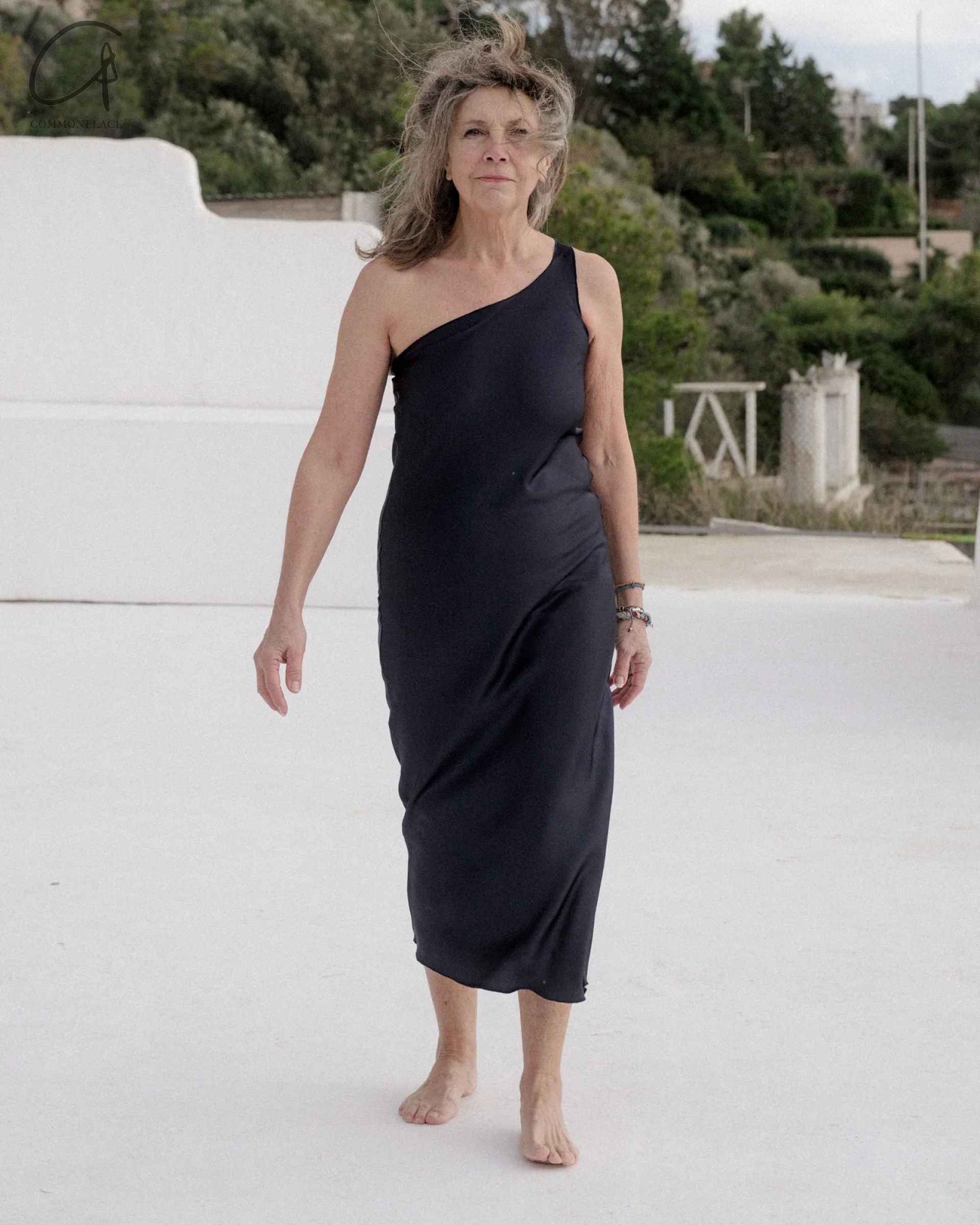 BASERANGE 24 Autumn and Winter One-shoulder Dress Portugal BAS-DROSD-VI-WI24-LH Blue Black - Image 9