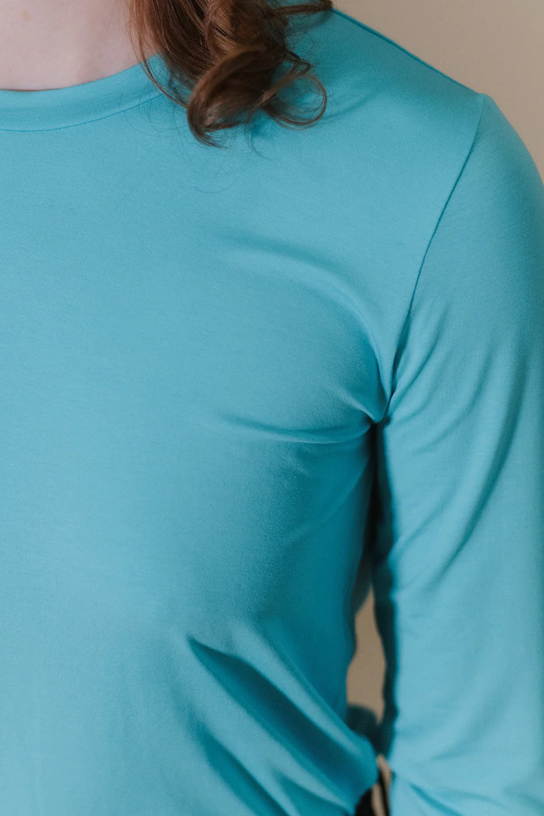 BASERANGE Classic Bamboo Fiber Bamboo Cotton Long Sleeve T-Shirt Collection Round Neck Bottoming Shirt France BAS-TOLS-BL-SP25-LSS Turquoise TOLS-BL-000 - Image 5