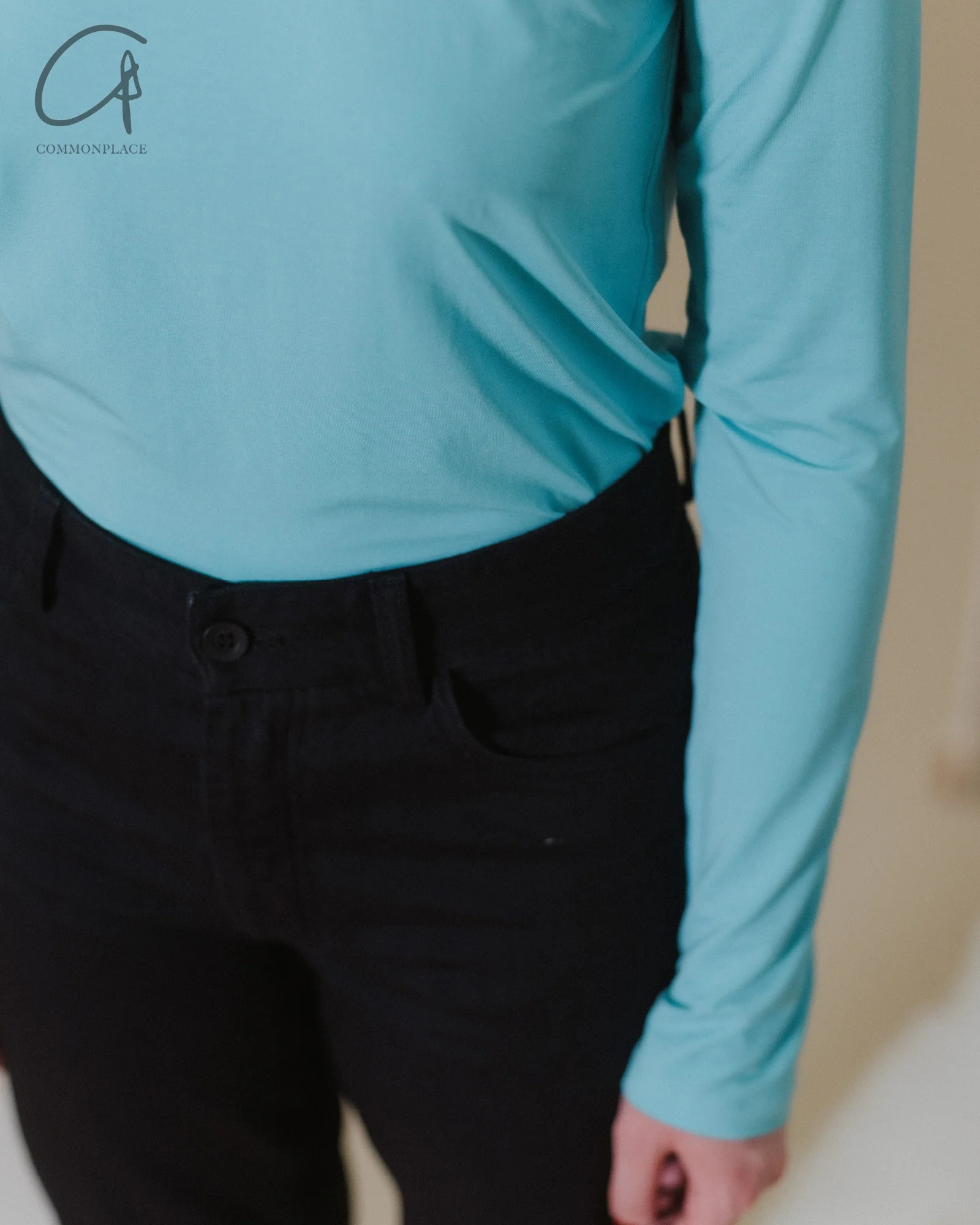 BASERANGE Classic Bamboo Fiber Bamboo Cotton Long Sleeve T-Shirt Collection Round Neck Bottoming Shirt France BAS-TOLS-BL-SP25-LSS Turquoise TOLS-BL-000 - Image 6