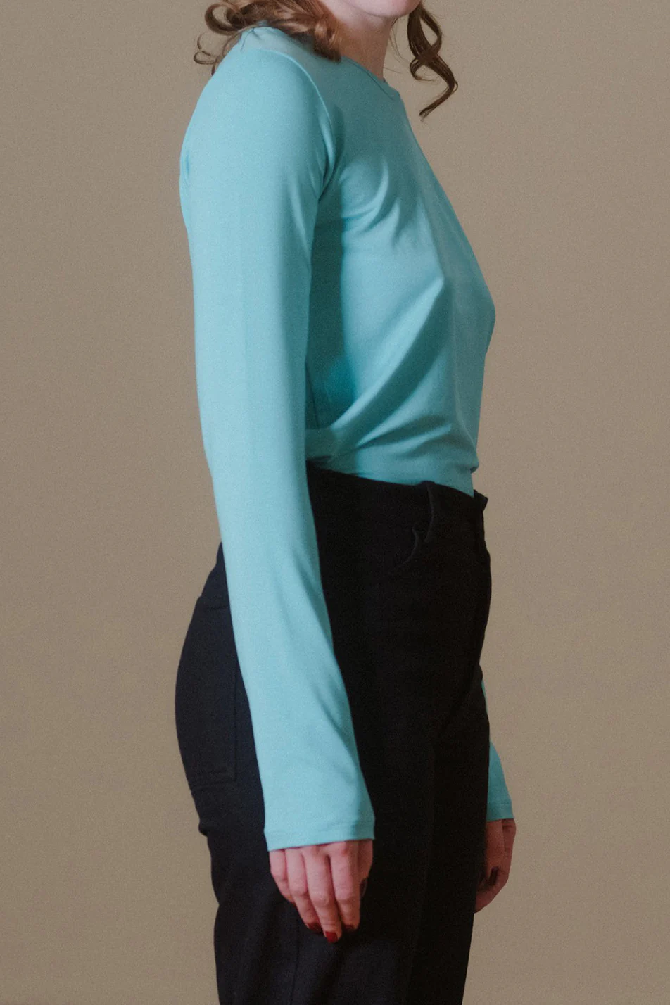 BASERANGE Classic Bamboo Fiber Bamboo Cotton Long Sleeve T-Shirt Collection Round Neck Bottoming Shirt France BAS-TOLS-BL-SP25-LSS Turquoise TOLS-BL-000 - Image 8