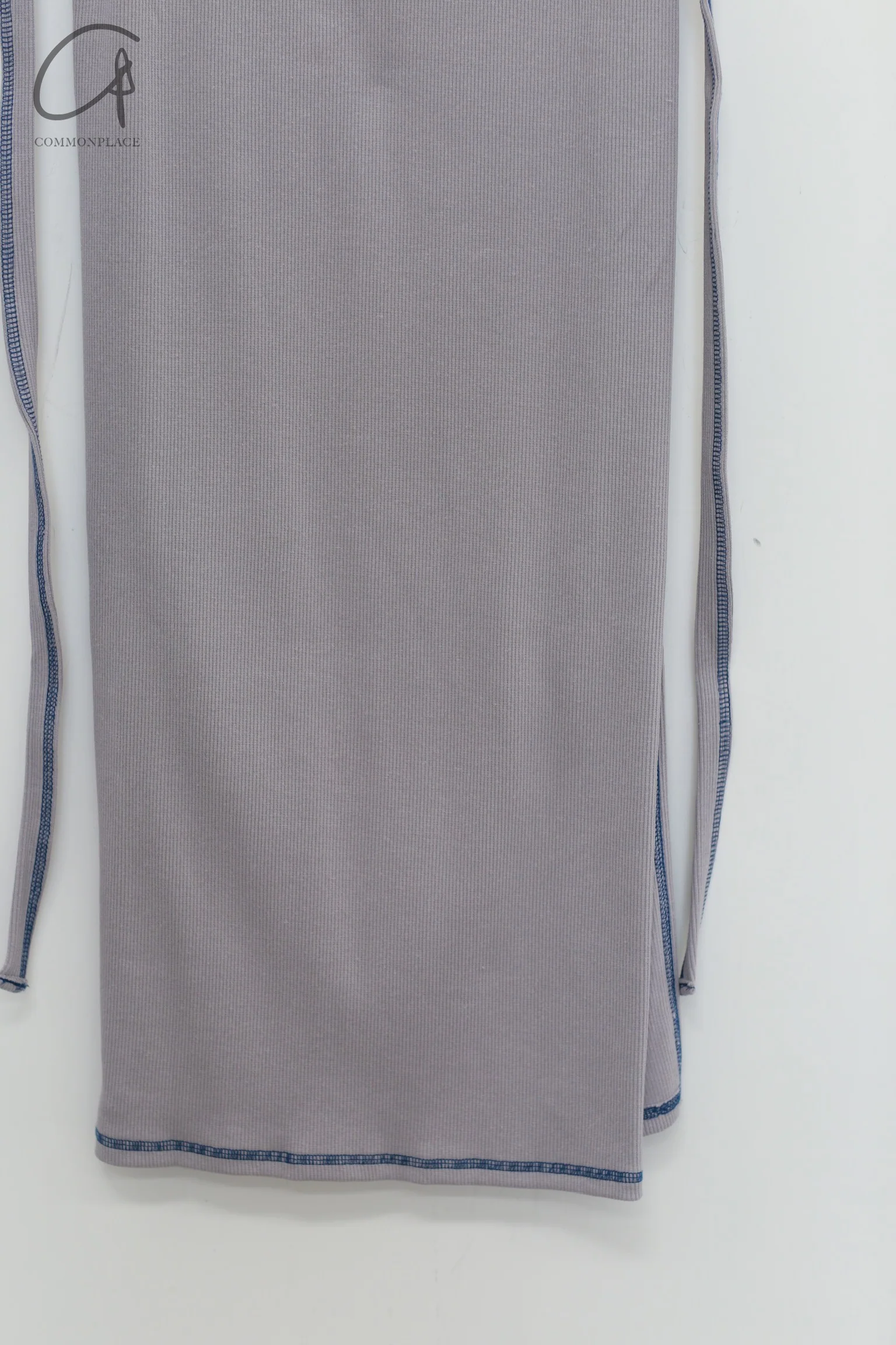 BASERANGE Cotton and Linen Ribbed Wrap Skirt Portugal BAS-SKGW-CH-WI24-HL Gray Blue - Image 12