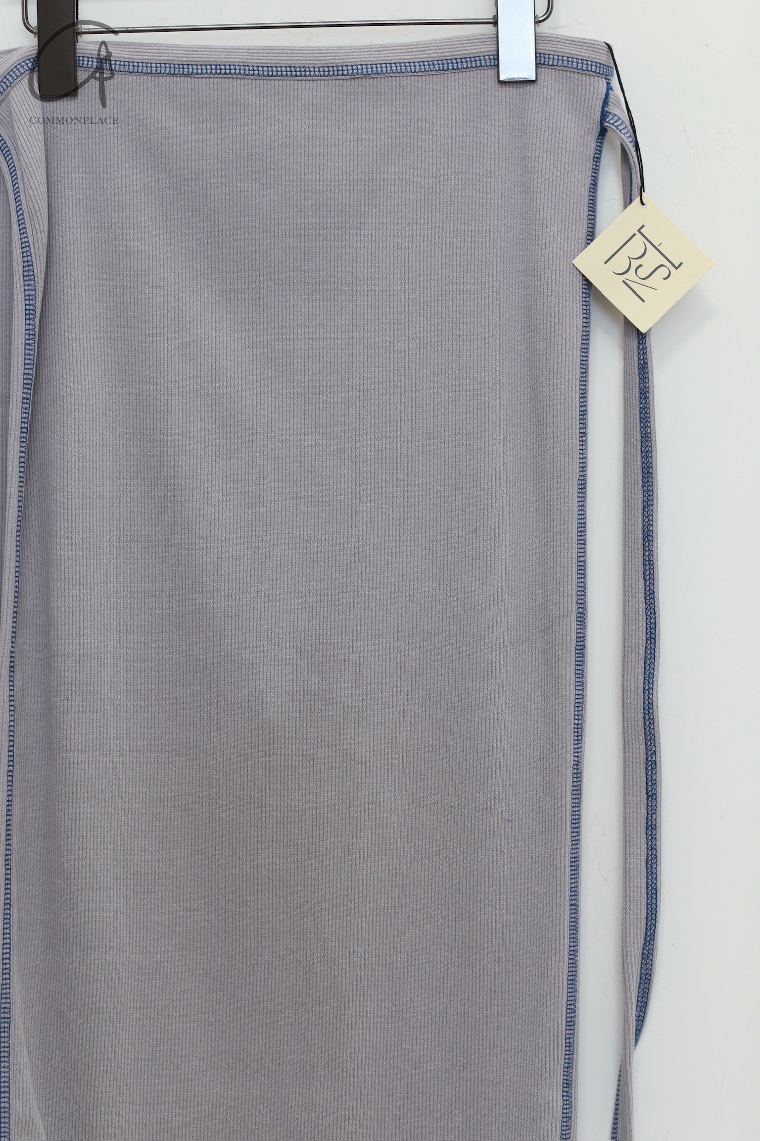 BASERANGE Cotton and Linen Ribbed Wrap Skirt Portugal BAS-SKGW-CH-WI24-HL Gray Blue - Image 8