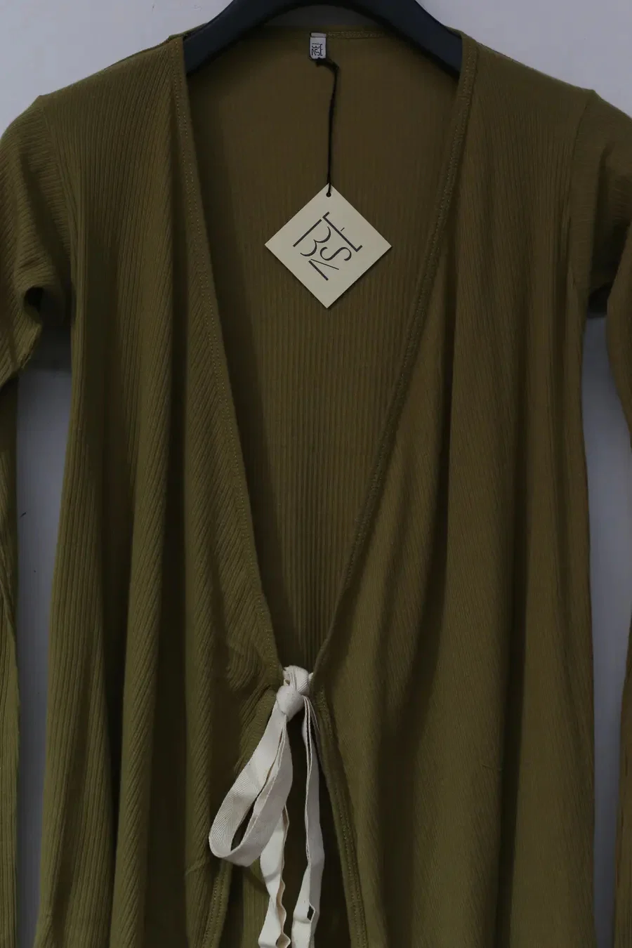 BASERANGE Cotton Long Sleeve Cardigan TTOW-RB-WI21 Green - Image 2
