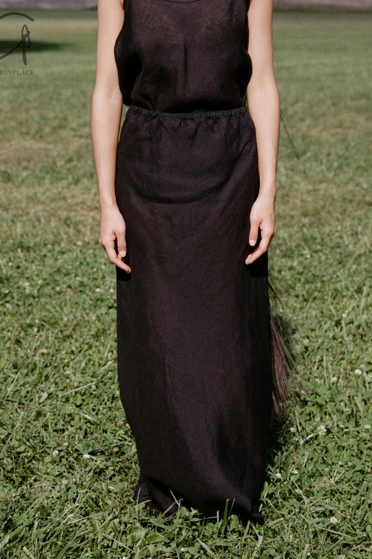 BASERANGE Linen Skirt Portugal BAS-SKDY-SL-000-HEI Black - Image 11