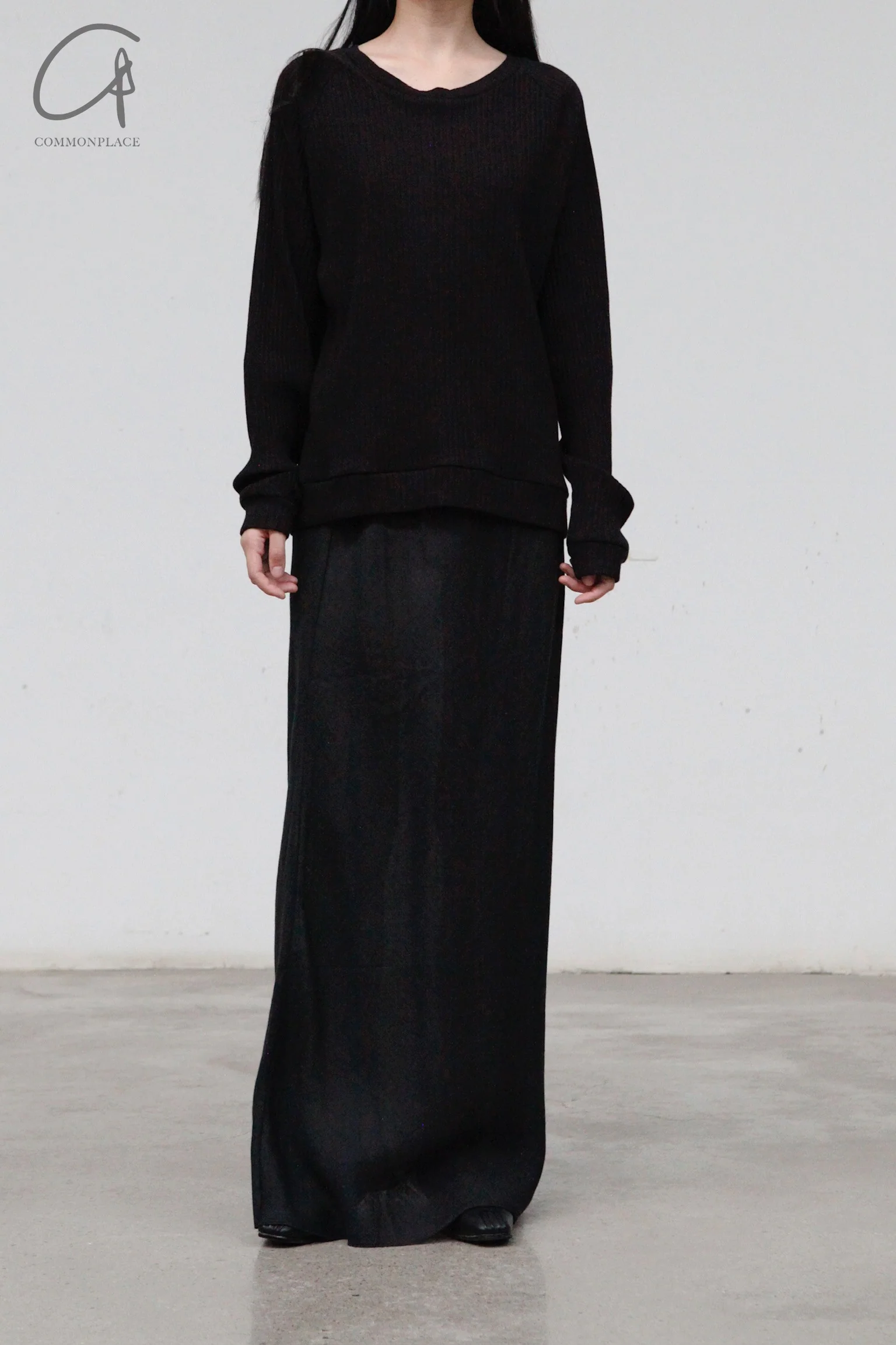 BASERANGE Linen Skirt Portugal BAS-SKDY-SL-000-HEI Black - Image 3