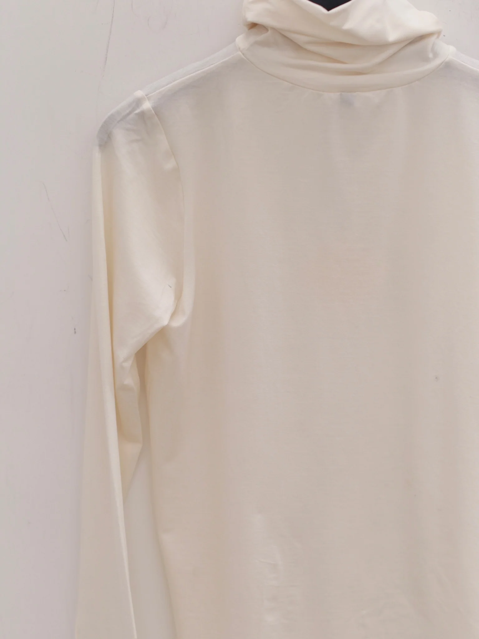 BASERANGE French bamboo fiber high collar T-shirt top soft and comfortable skin-friendly BAS-TOTN-BL-000-UNDYED - Image 3