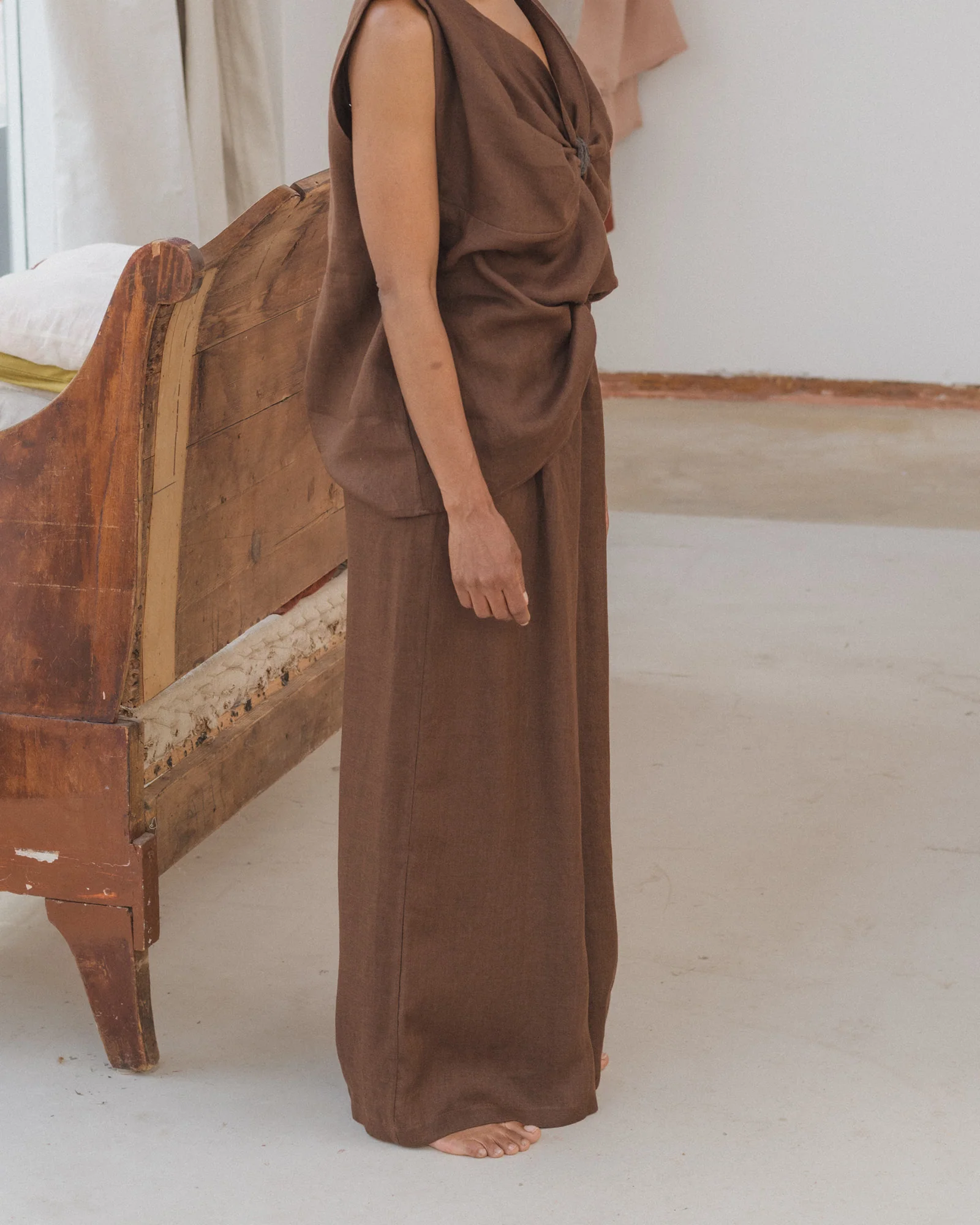BASERANGE French Silk Linen SEPIA Tops Casual Pants BAS-TOSE-LI-SU25-BAKKE BROWN Tops - Image 10