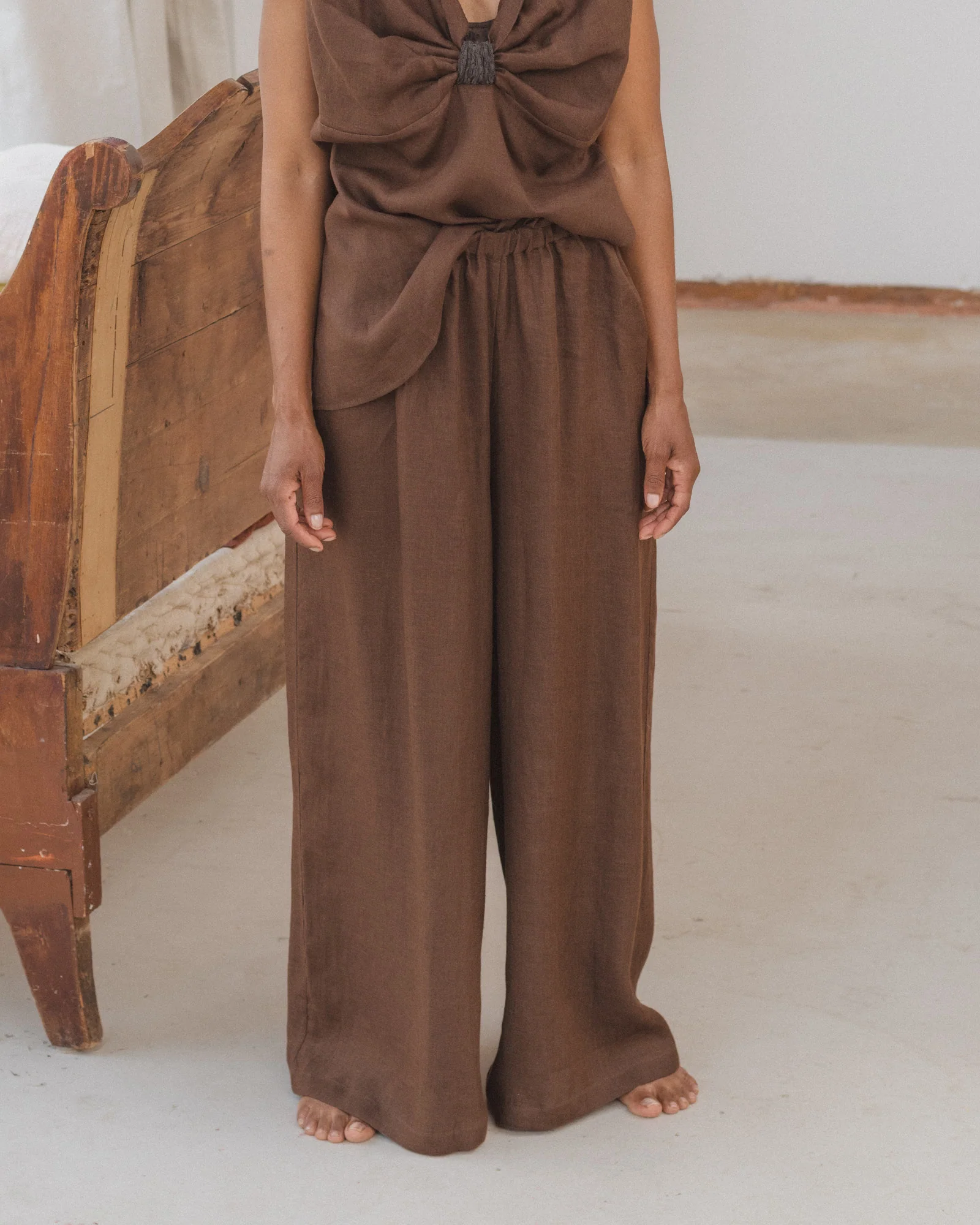 BASERANGE French Silk Linen SEPIA Tops Casual Pants BAS-TOSE-LI-SU25-BAKKE BROWN Tops - Image 11