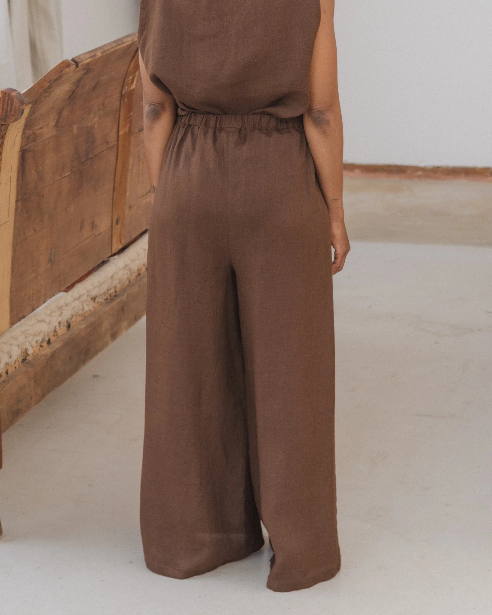 BASERANGE French Silk Linen SEPIA Tops Casual Pants BAS-TOSE-LI-SU25-BAKKE BROWN Tops - Image 12