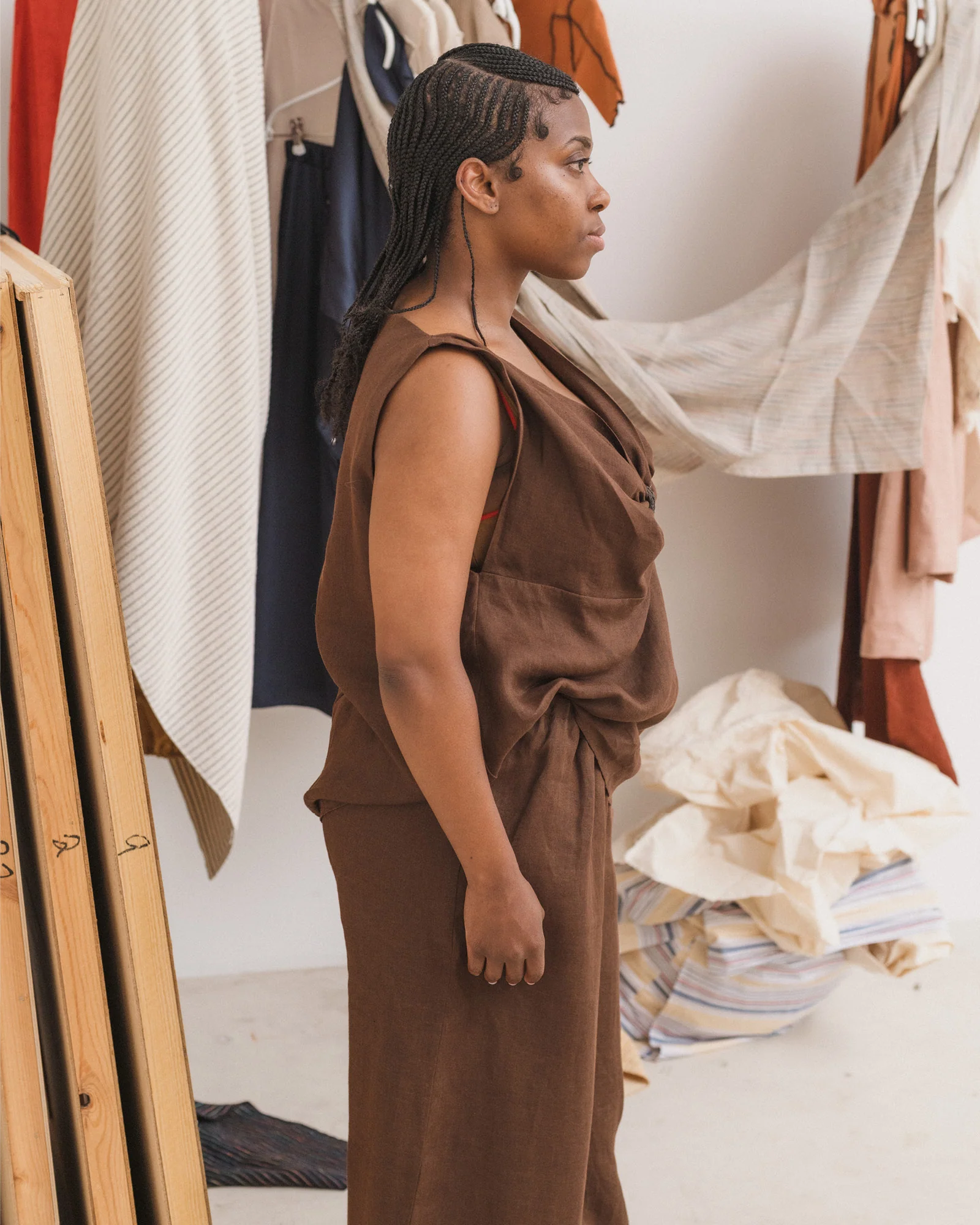 BASERANGE French Silk Linen SEPIA Tops Casual Pants BAS-TOSE-LI-SU25-BAKKE BROWN Tops - Image 7