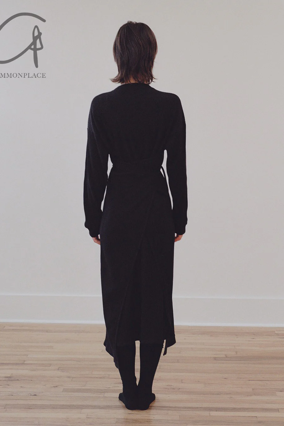 BASERANGE Long-Sleeved Dress with Drawstring Waist - DRSH Collection - Portugal - BAS-DRSH-RIB-000-HEI - Black - Image 11