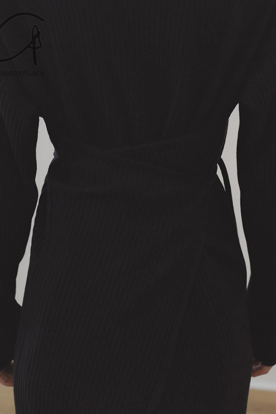 BASERANGE Long-Sleeved Dress with Drawstring Waist - DRSH Collection - Portugal - BAS-DRSH-RIB-000-HEI - Black - Image 5