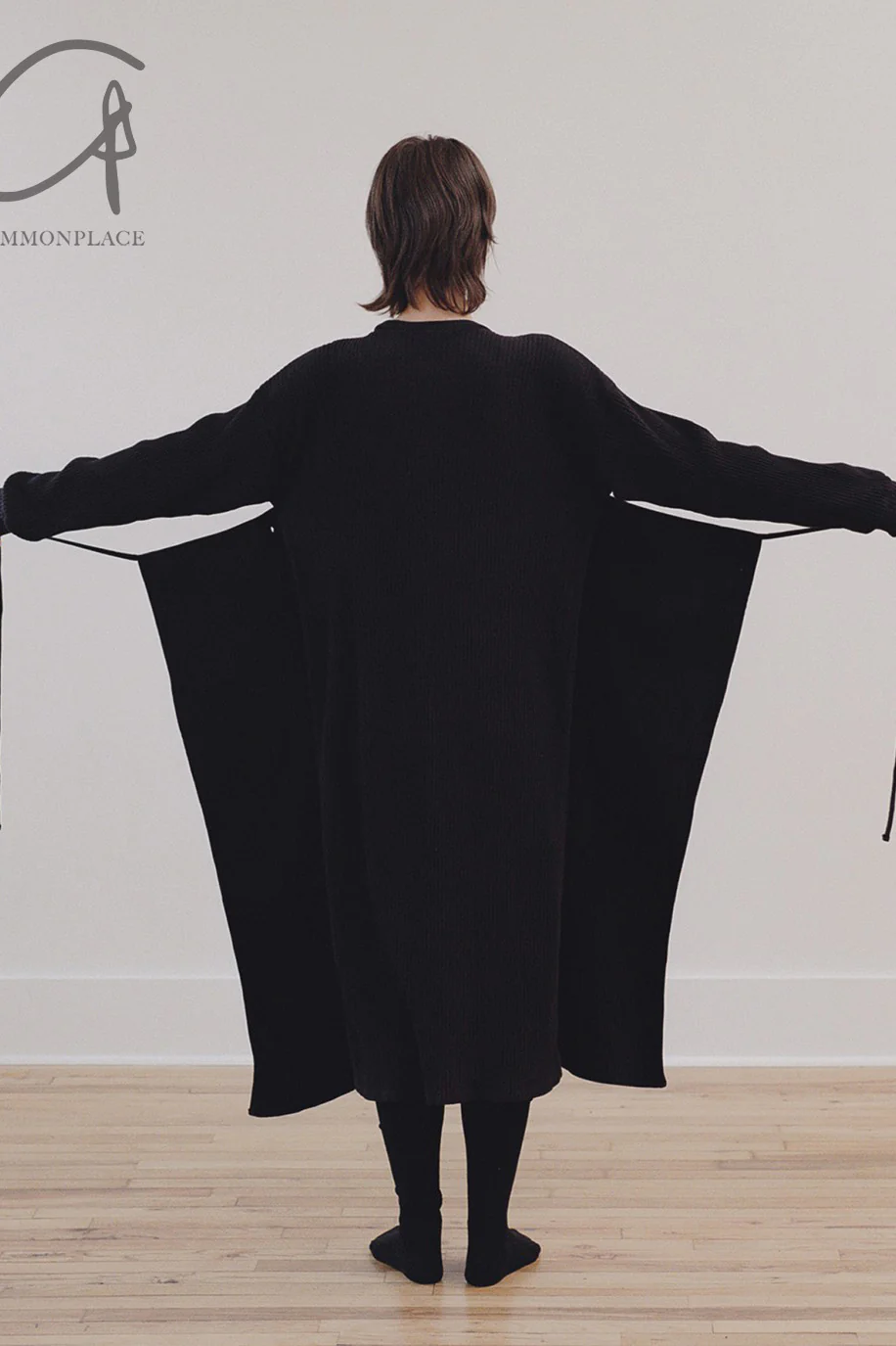 BASERANGE Long-Sleeved Dress with Drawstring Waist - DRSH Collection - Portugal - BAS-DRSH-RIB-000-HEI - Black - Image 7