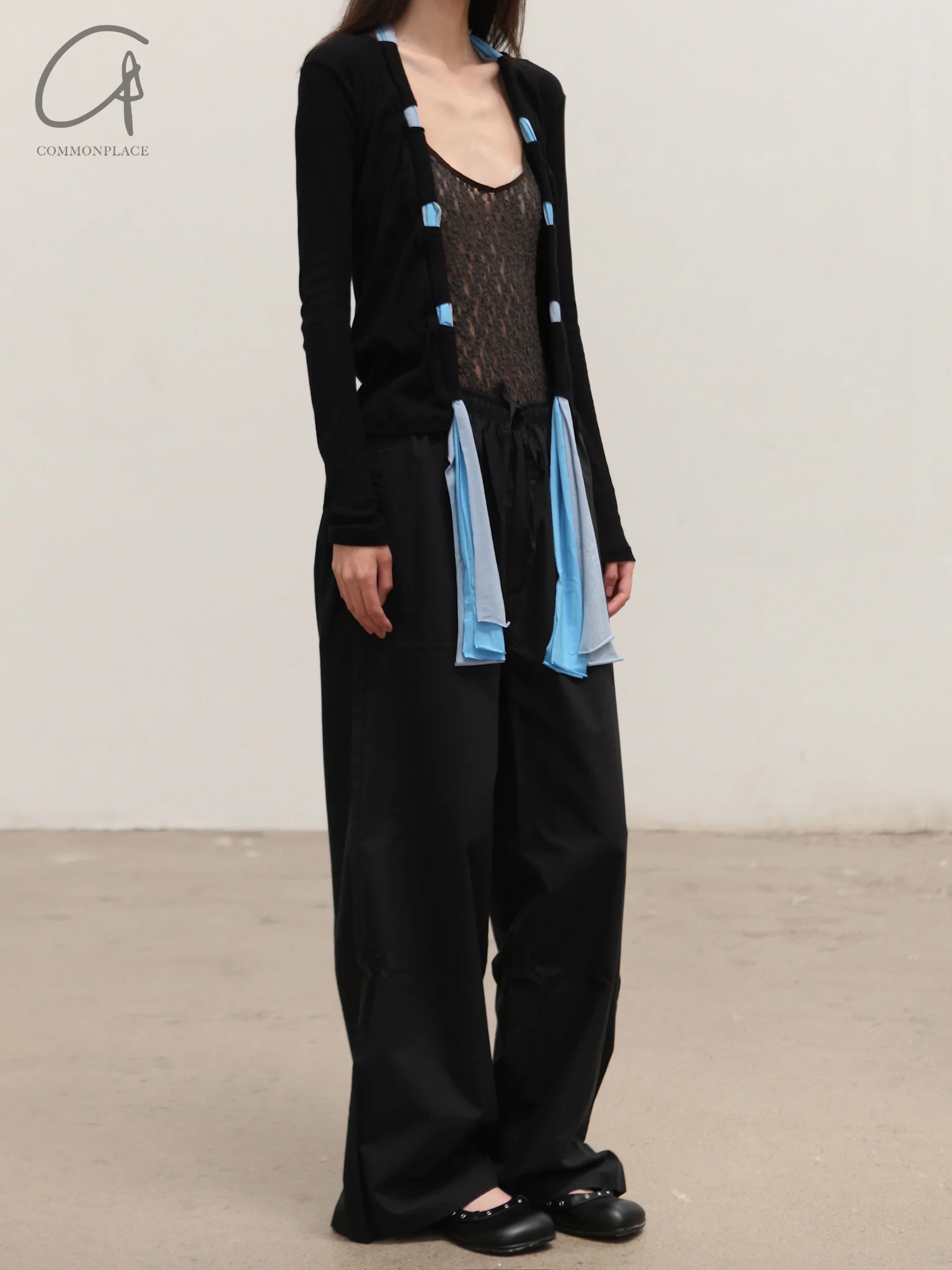 BASERANGE organic cotton ribbed cardigan France BAS-TOCC-RB-SP25-HEI BLACK - Image 4