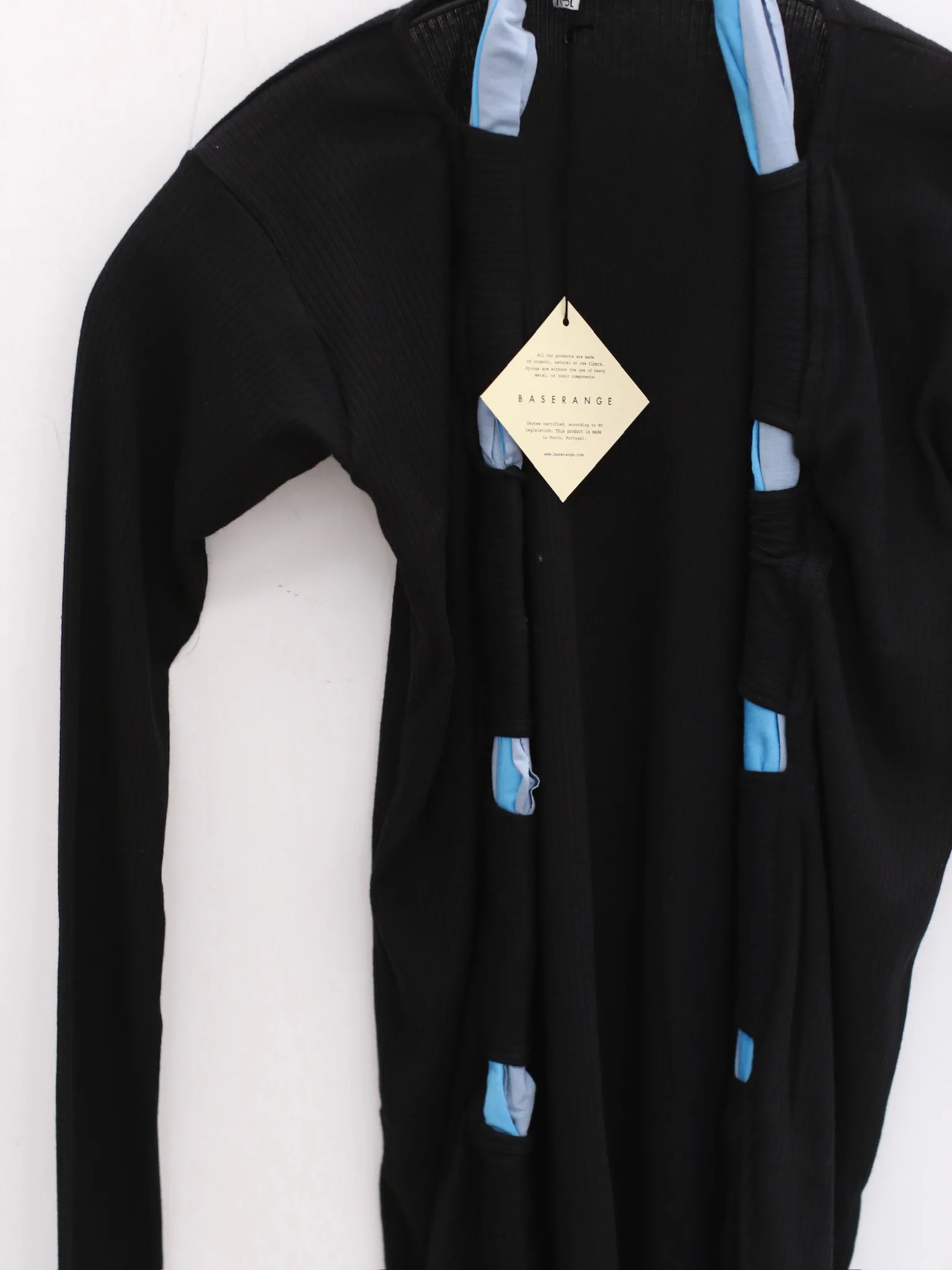 BASERANGE organic cotton ribbed cardigan France BAS-TOCC-RB-SP25-HEI BLACK - Image 5