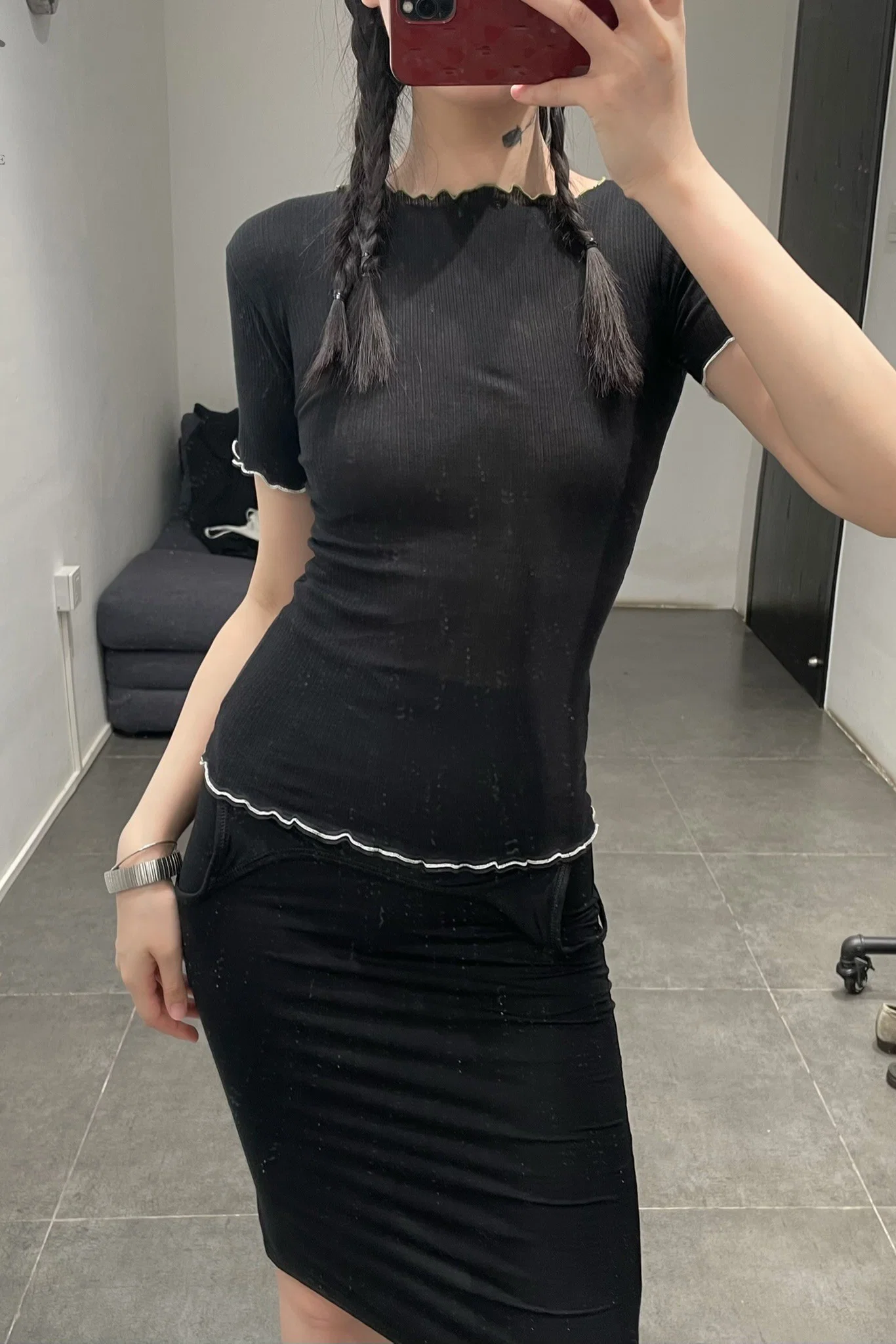 BASERANGE ribbed cotton short sleeve TTVS-RB-WI21 black - Image 11