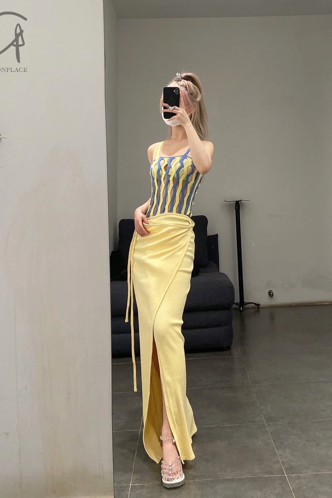 BASERANGE ribbed wool brig skirt SKBR-RIB-WI21 yellow - Image 16