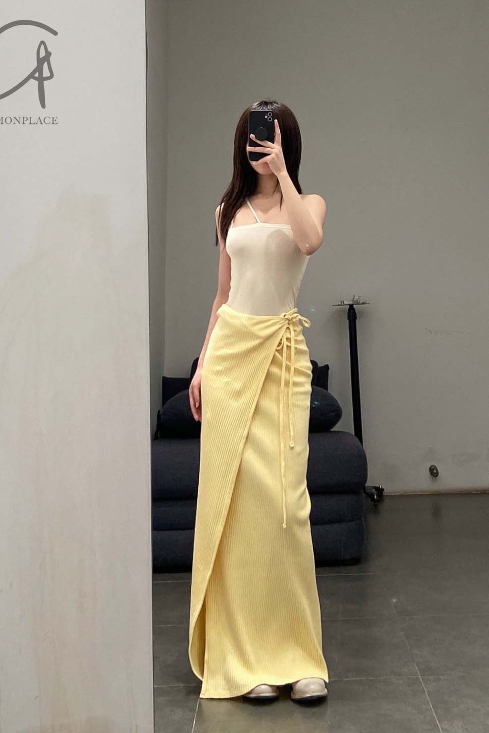 BASERANGE ribbed wool brig skirt SKBR-RIB-WI21 yellow - Image 17