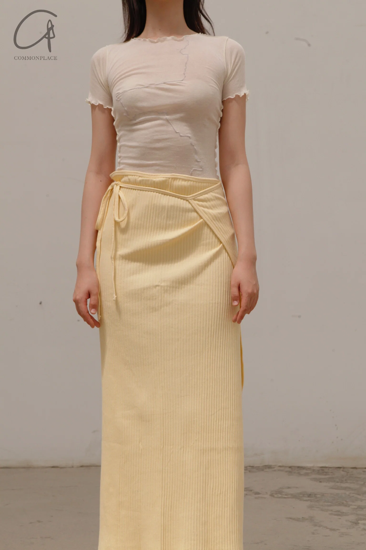 BASERANGE ribbed wool brig skirt SKBR-RIB-WI21 yellow - Image 2