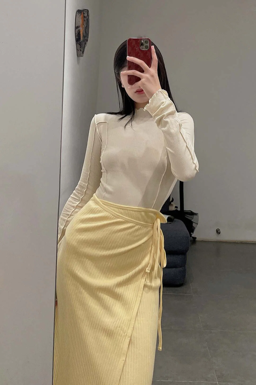 BASERANGE ribbed wool brig skirt SKBR-RIB-WI21 yellow - Image 22